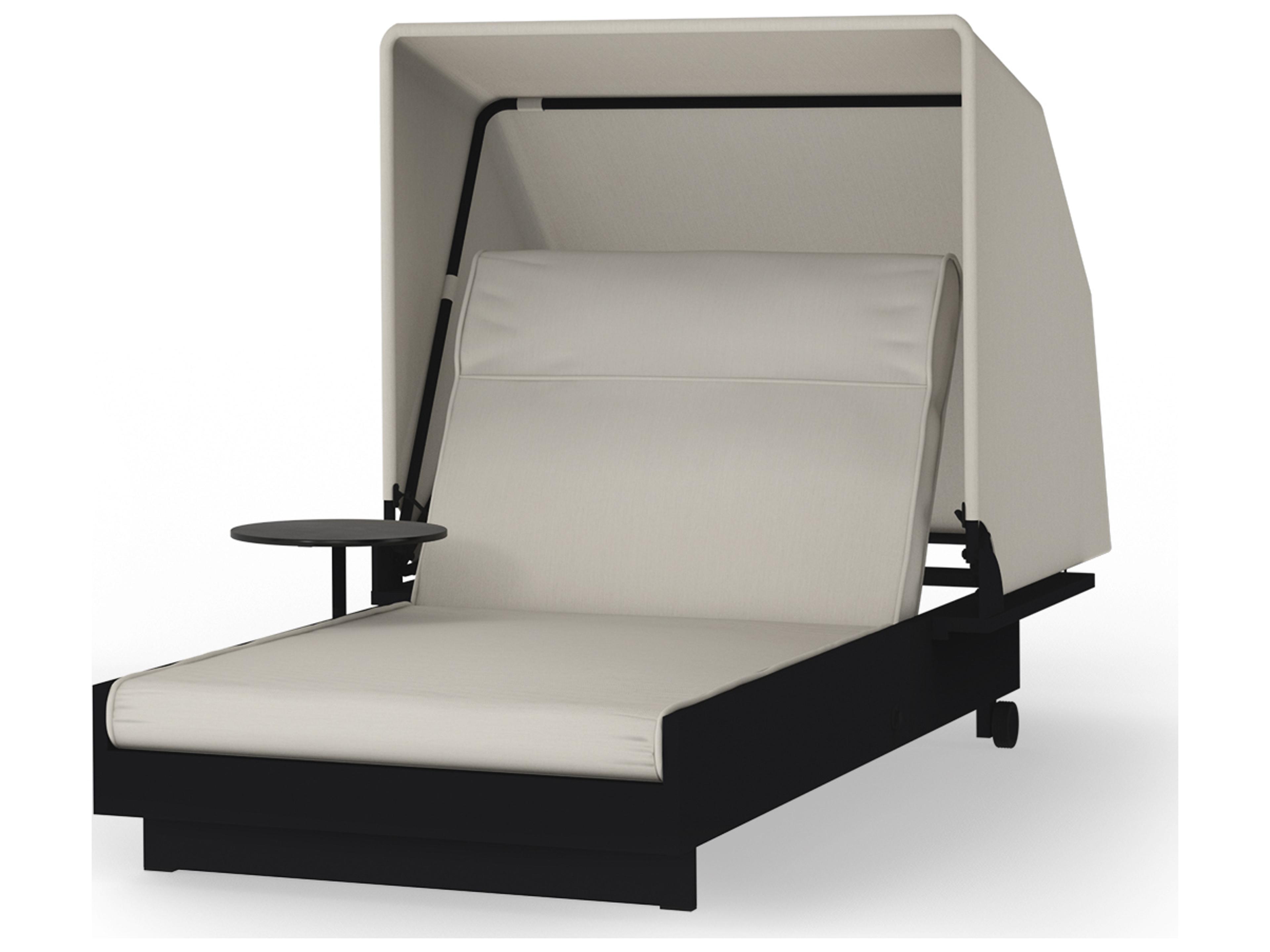 MamaGreen Boulevard Aluminum Sunbed Outdoor Patio Chaise Lounge with Canopy and Integrated Table