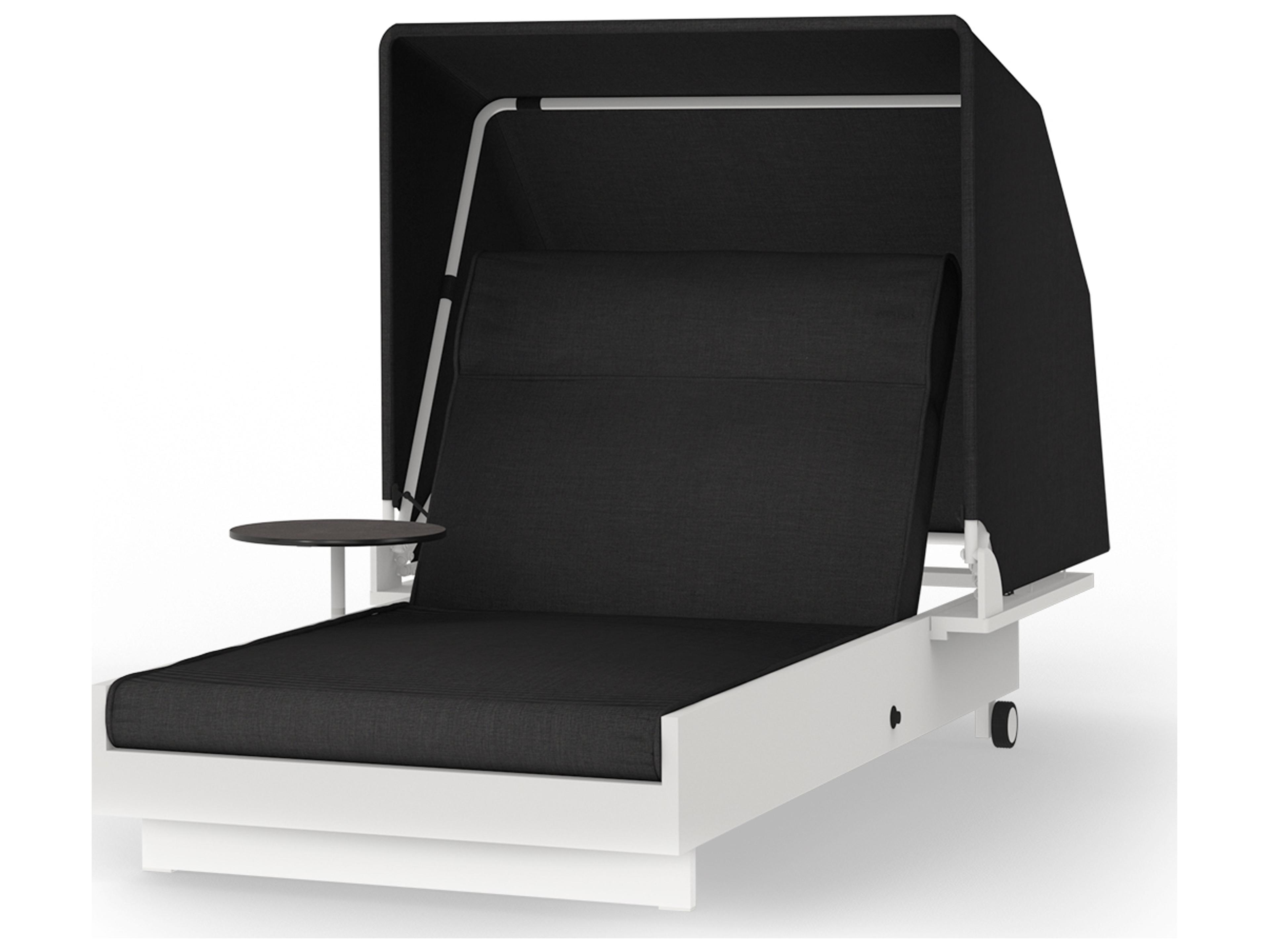 MamaGreen Boulevard Aluminum Sunbed Outdoor Patio Chaise Lounge with Canopy and Integrated Table