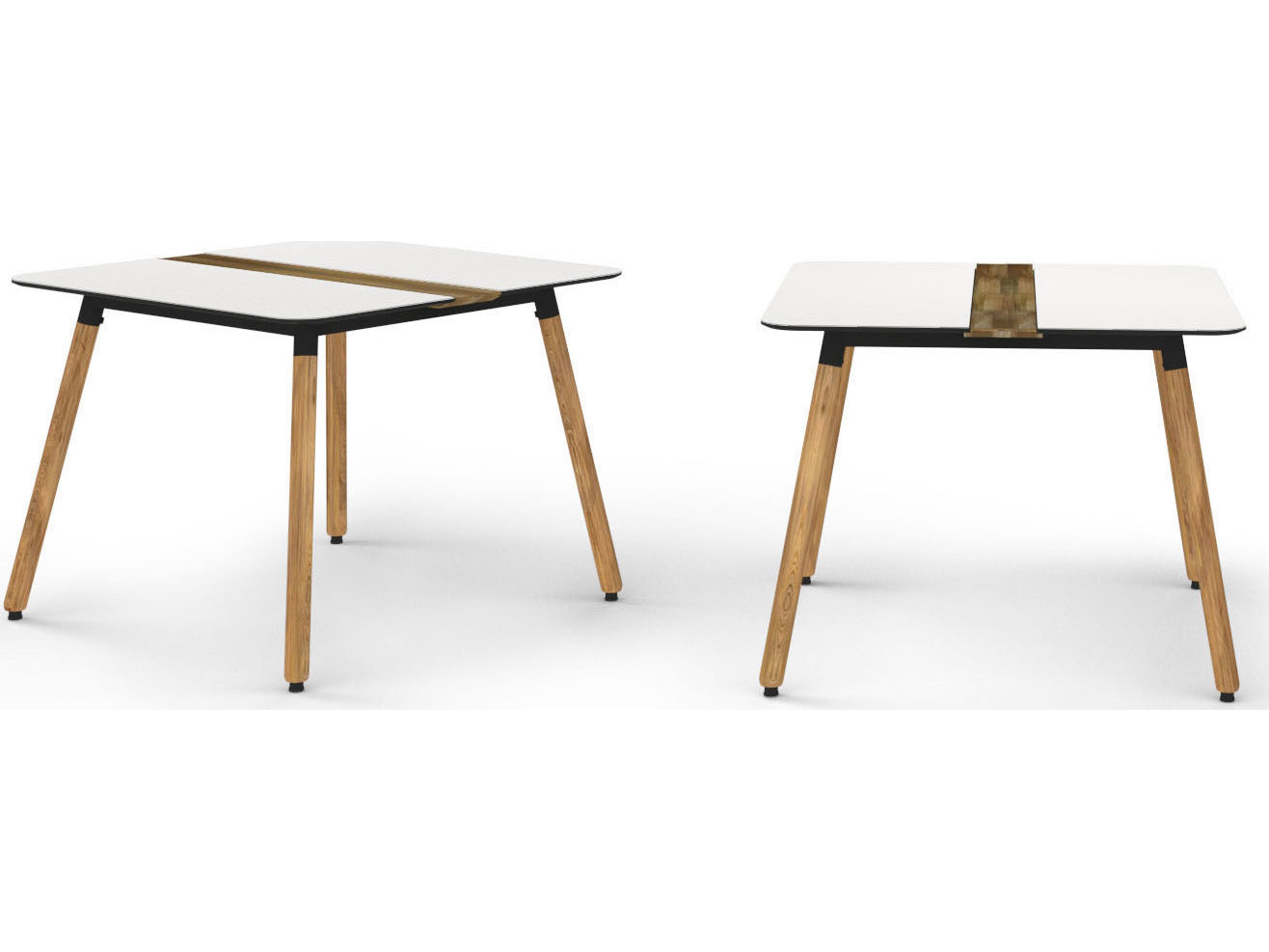 MamaGreen Daisy Aluminum Teak Square HPL Top Outdoor Dining Table with Umbrella Hole