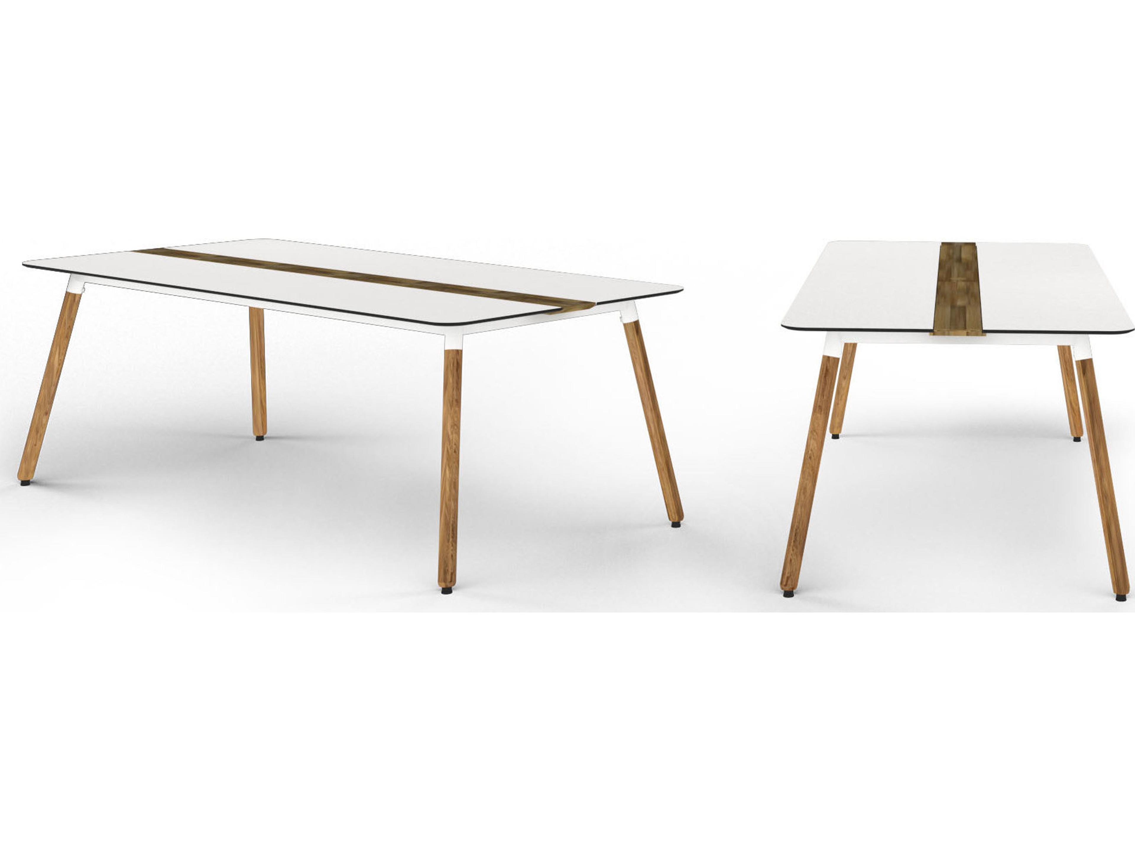 MamaGreen Daisy Aluminum Teak Rectangular HPL Top Patio Dining Table