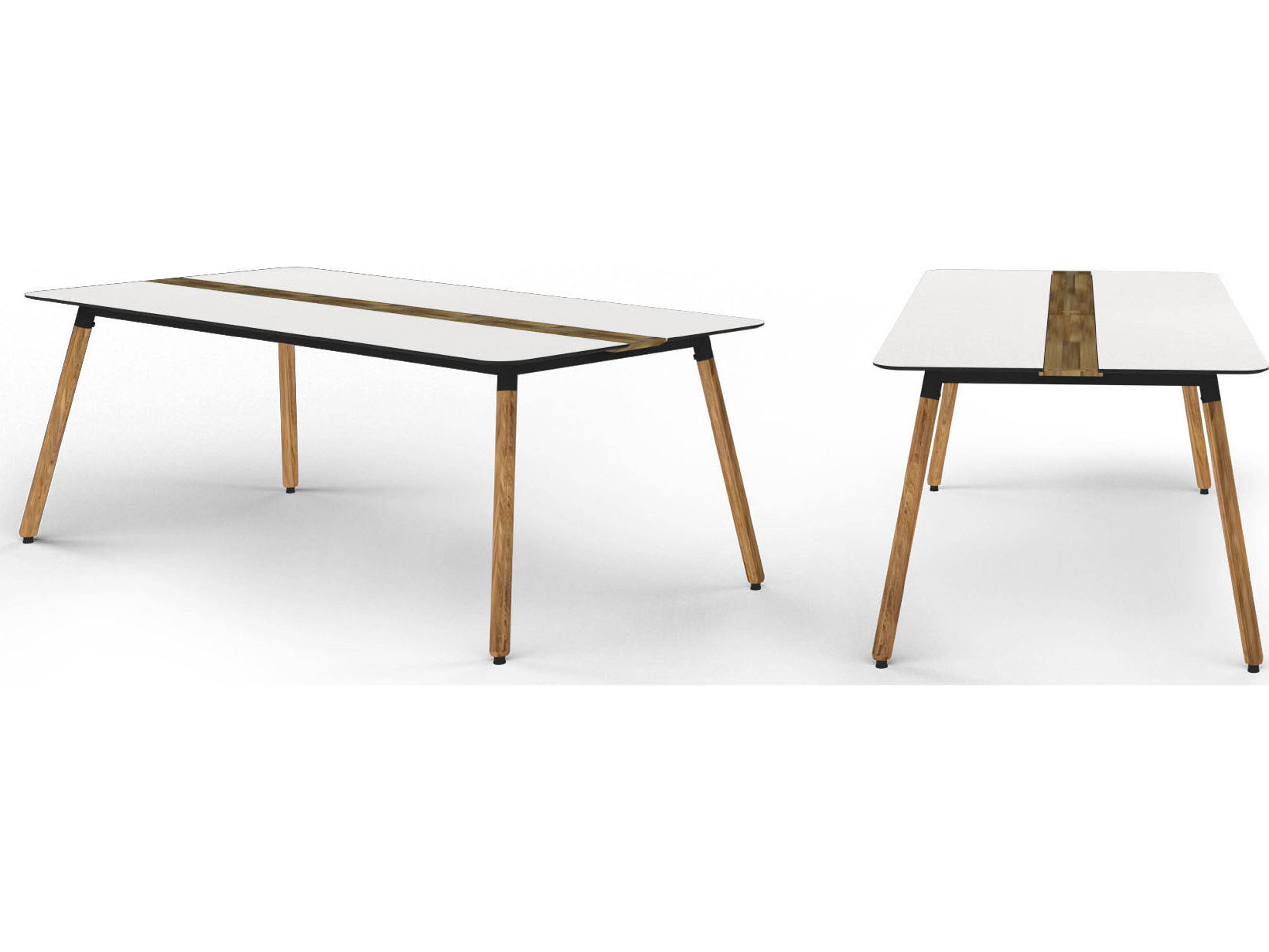 MamaGreen Daisy Aluminum Teak Rectangular HPL Top Patio Dining Table