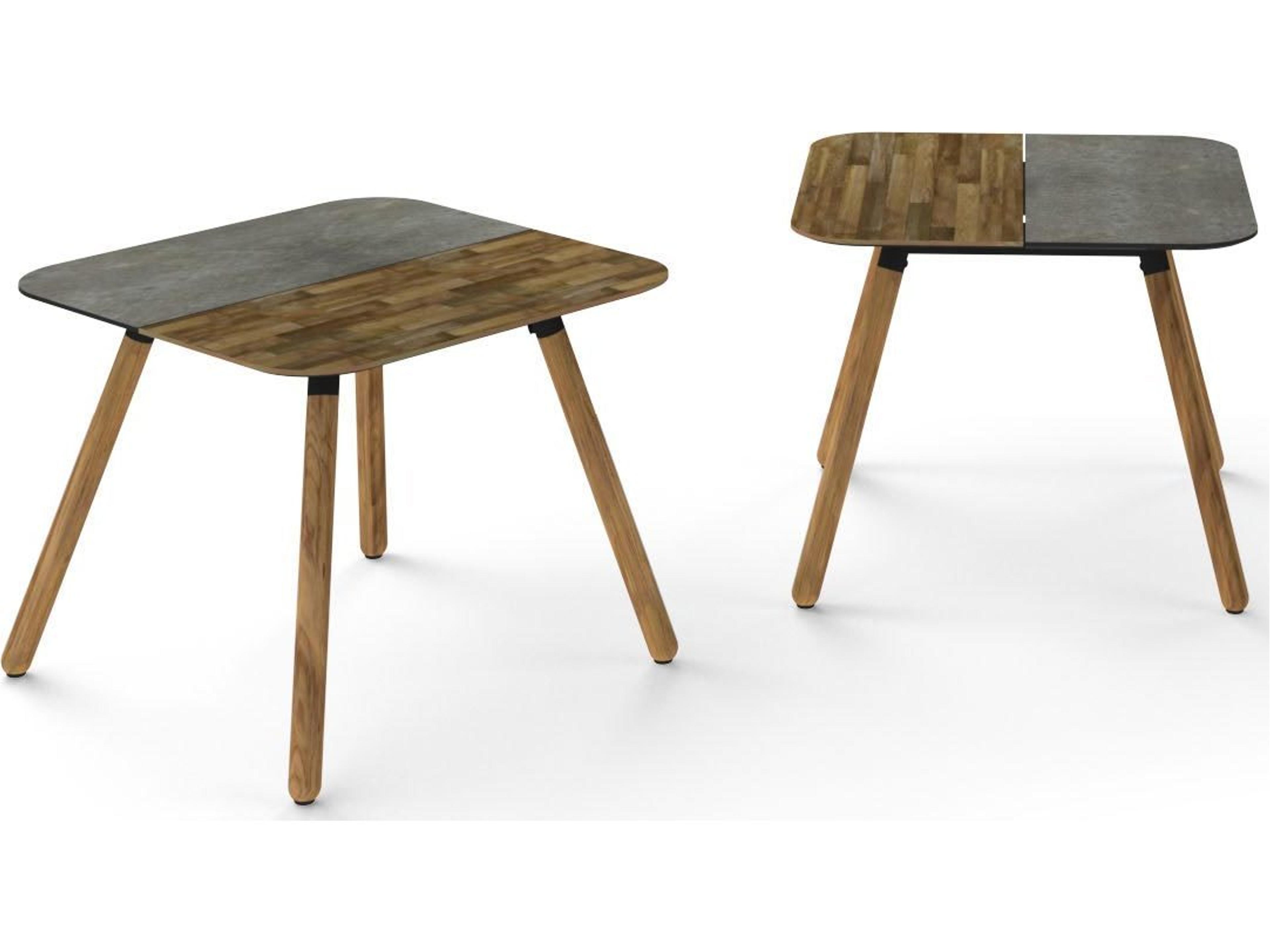 MamaGreen Daisy Aluminum Teak Square HPL Top Patio End Table