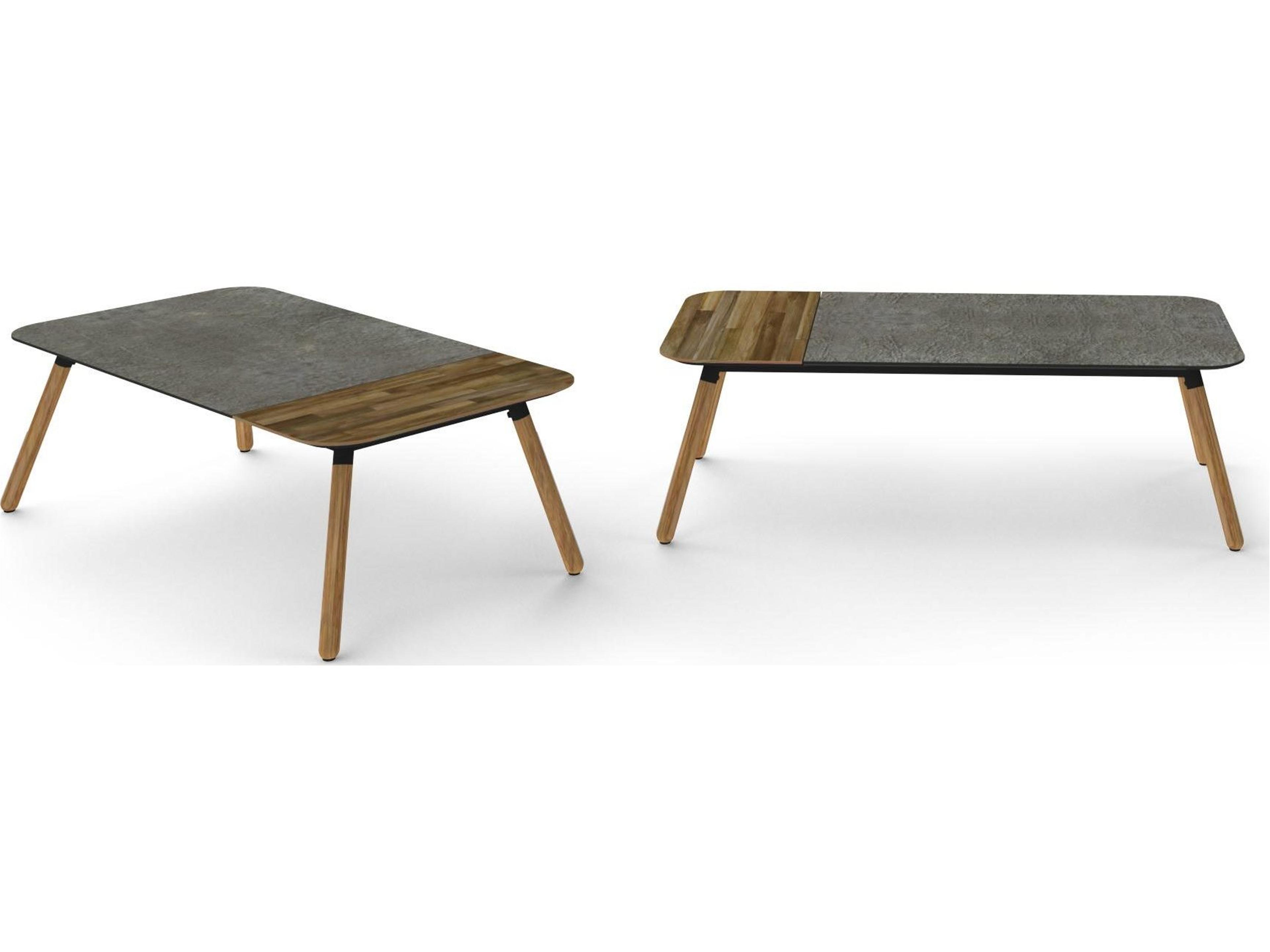 MamaGreen Daisy Aluminum Teak Rectangular HPL Top Patio Chat Table