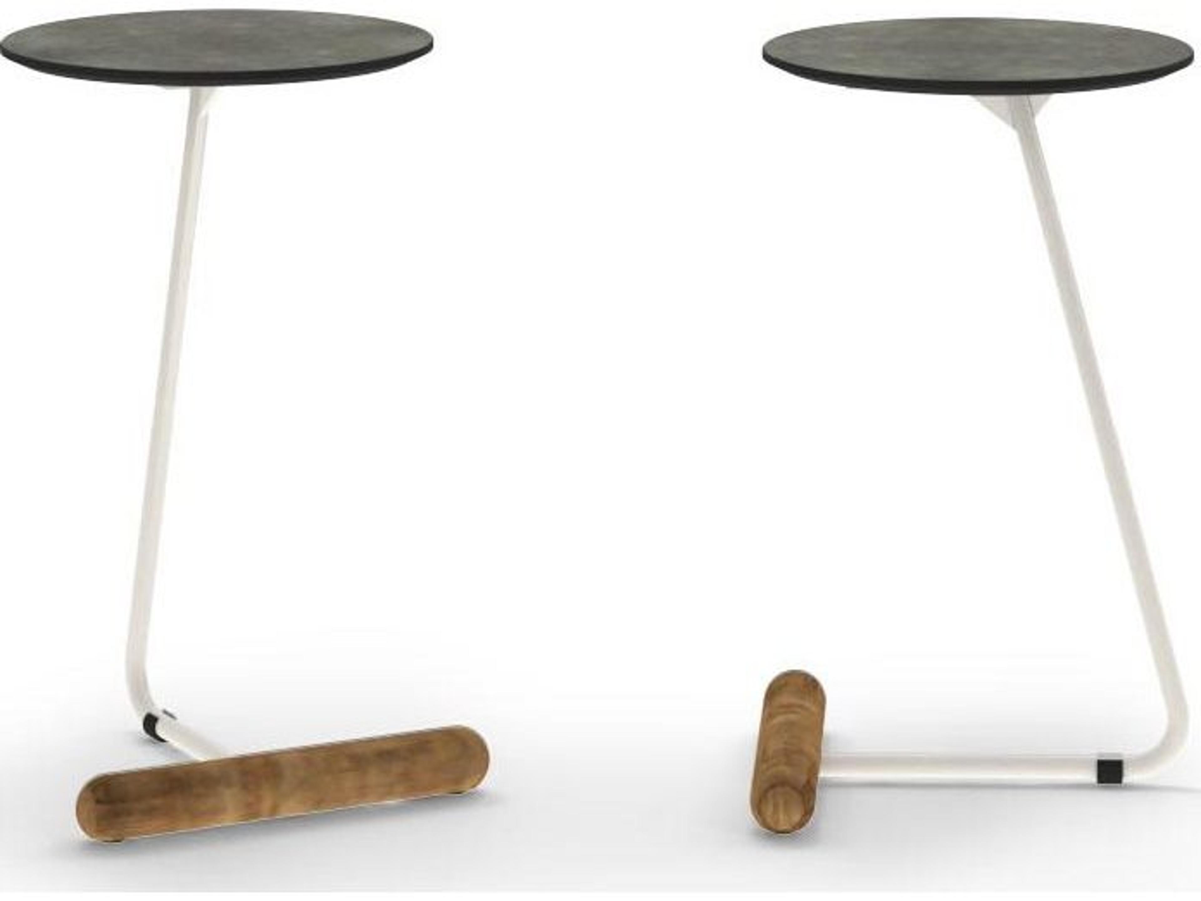 MamaGreen Daisy Steel Teak Round HPL Top C Outdoor End Table