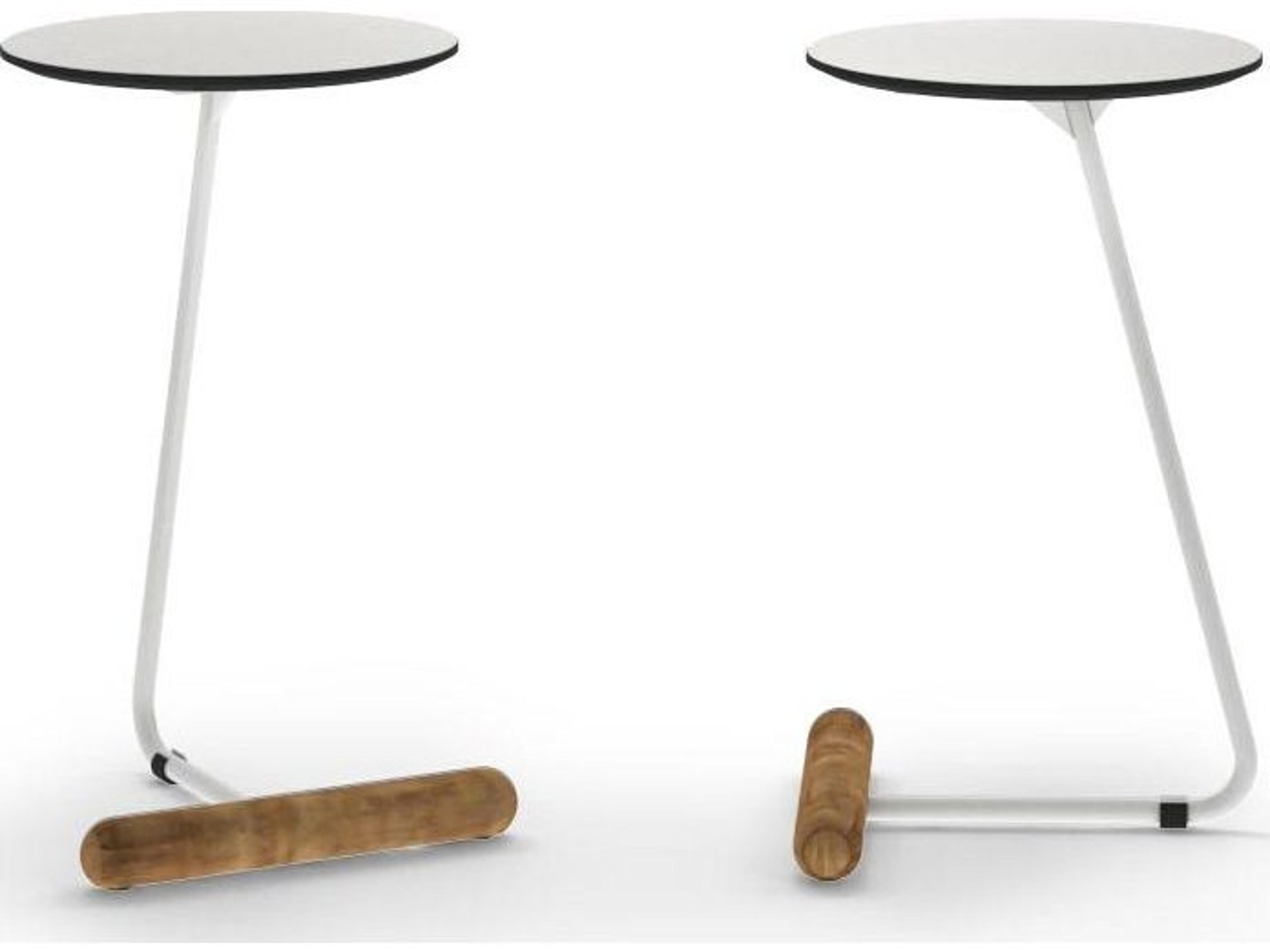 MamaGreen Daisy Steel Teak Round HPL Top C Outdoor End Table