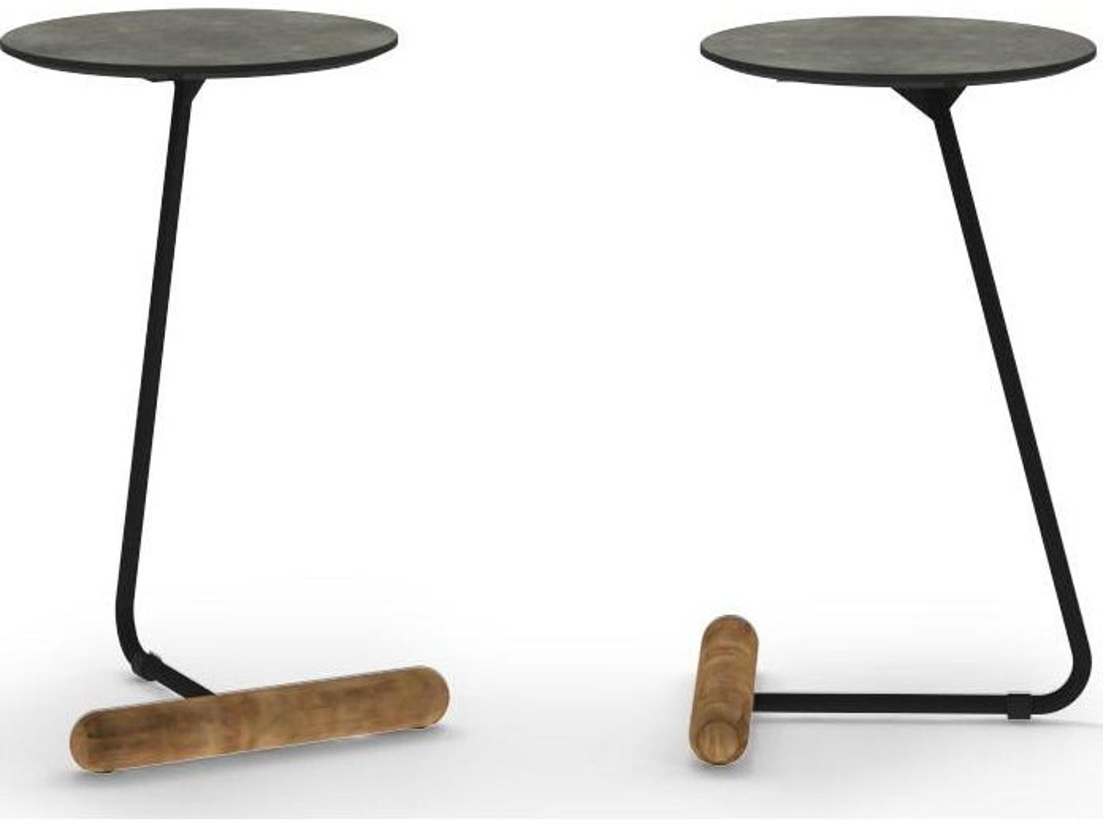 MamaGreen Daisy Steel Teak Round HPL Top C Outdoor End Table