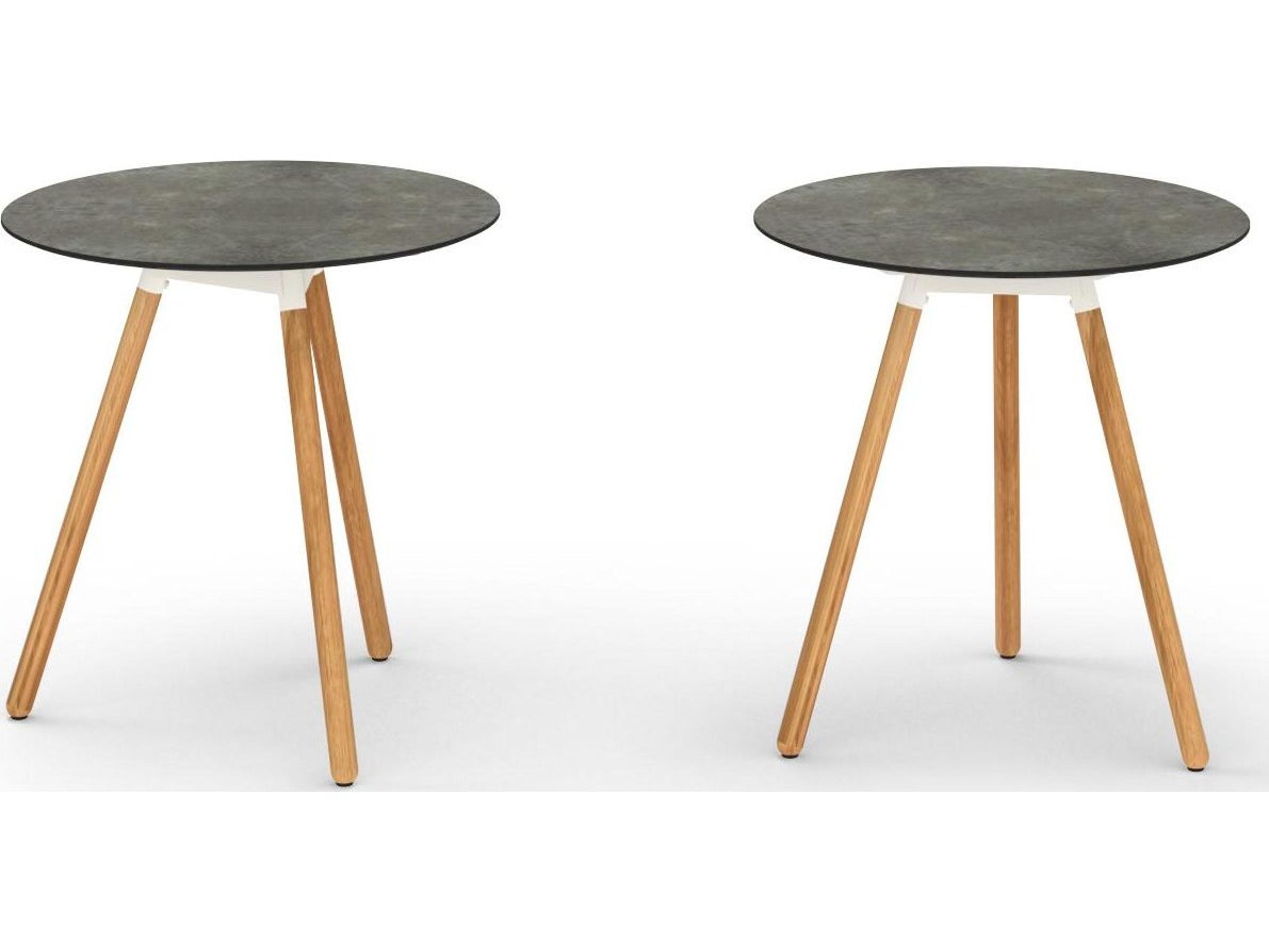 MamaGreen Daisy Aluminum Teak Round HPL Top Patio Counter Table