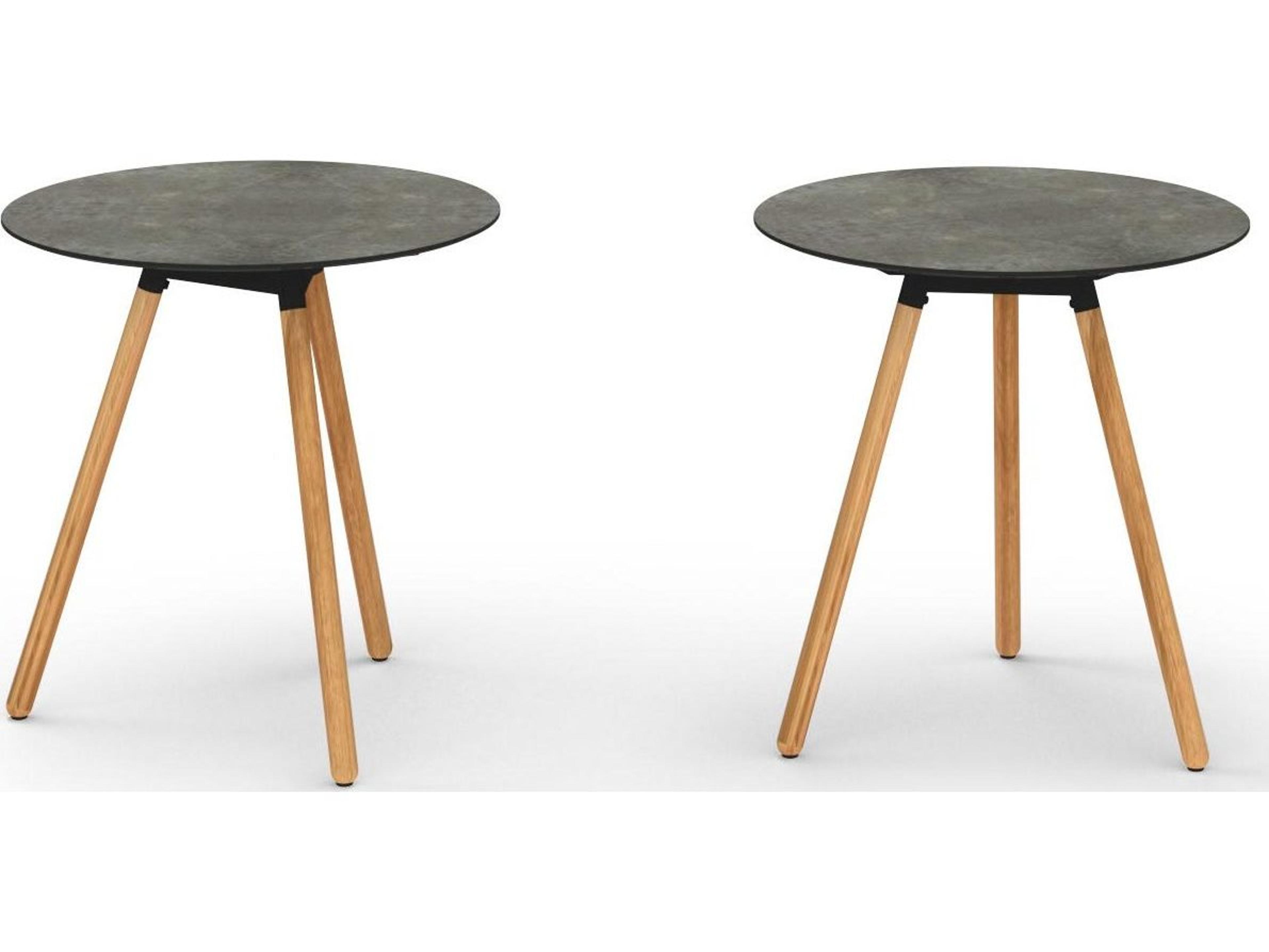 MamaGreen Daisy Aluminum Teak Round HPL Top Patio Counter Table