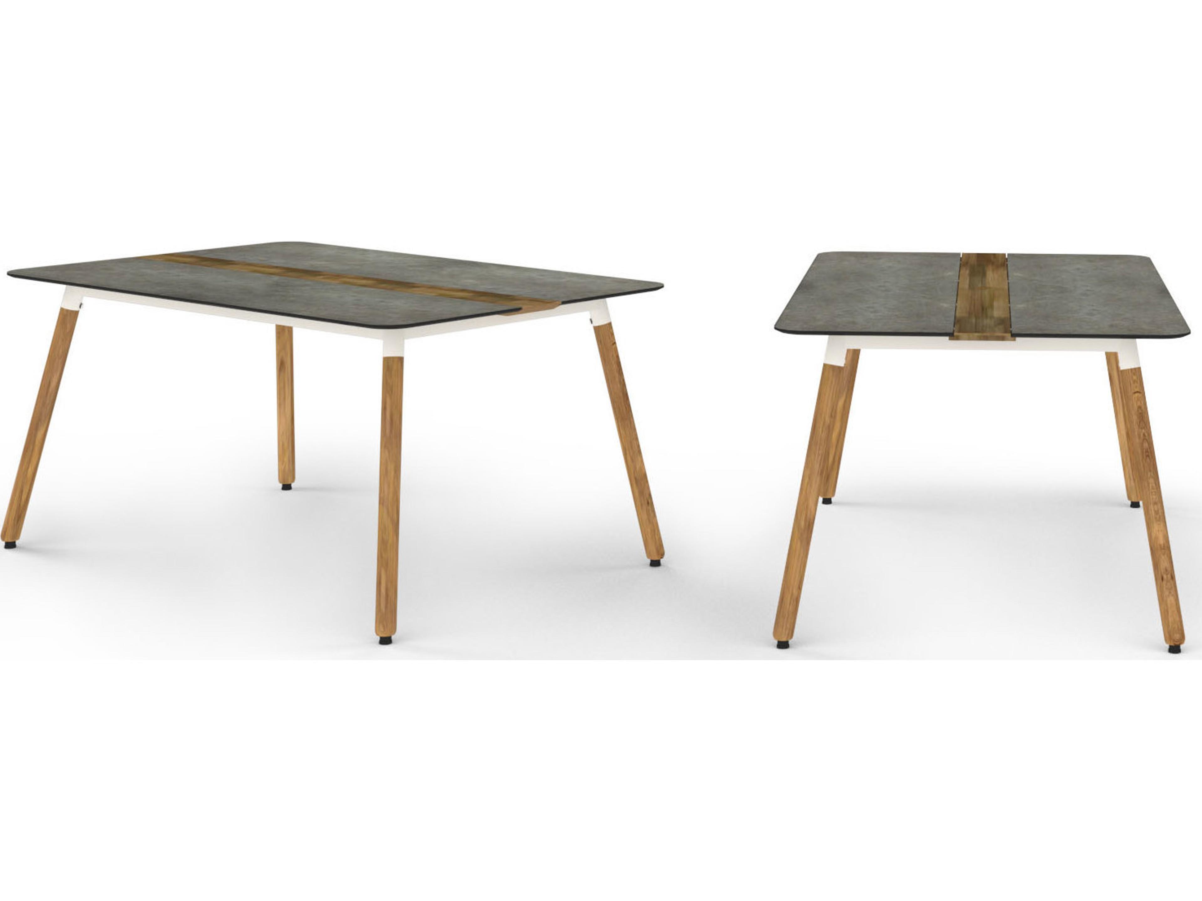 MamaGreen Daisy Aluminum Teak Rectangular HPL Top Outdoor Patio Dining Table