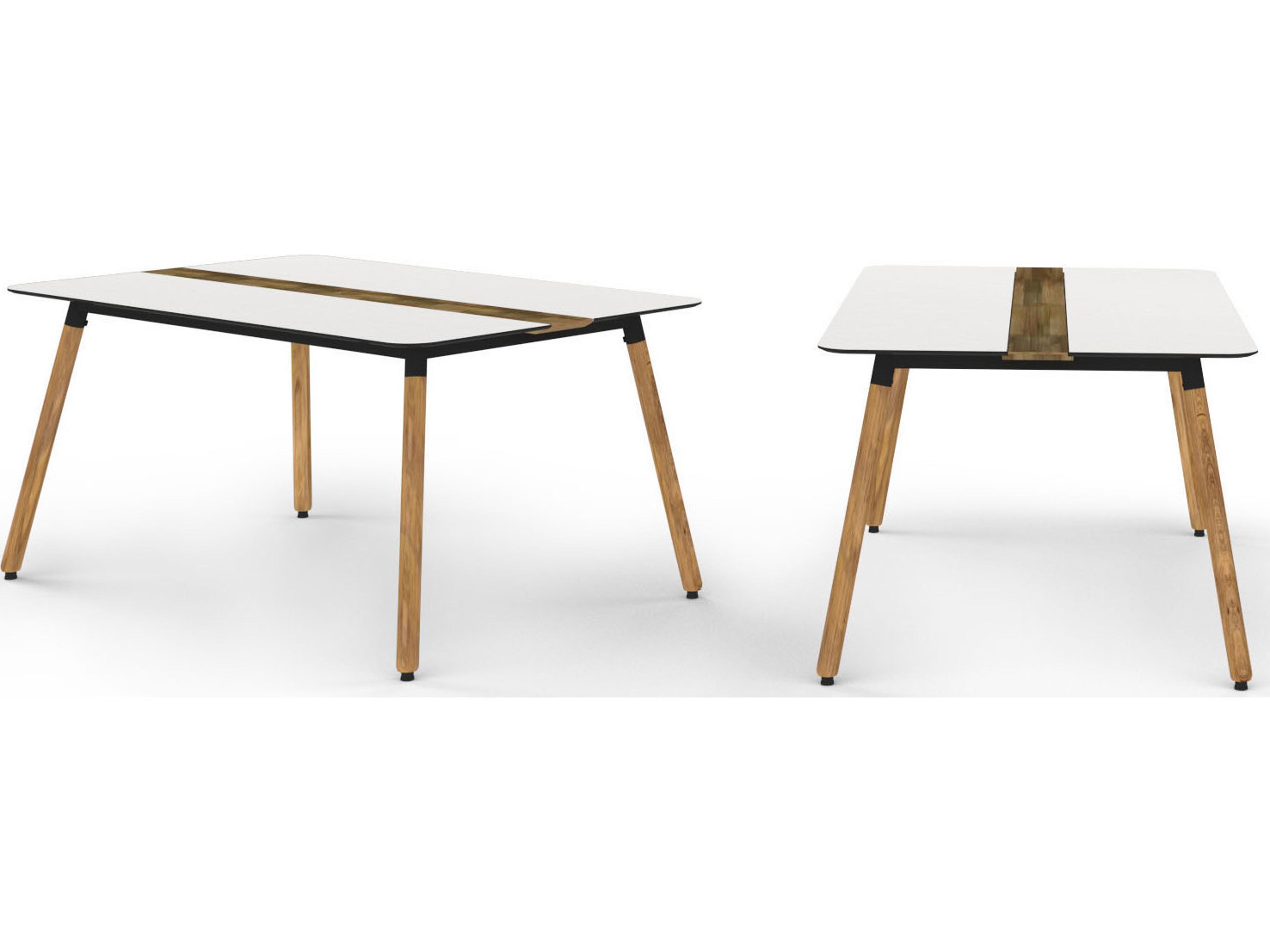 MamaGreen Daisy Aluminum Teak Rectangular HPL Top Outdoor Patio Dining Table