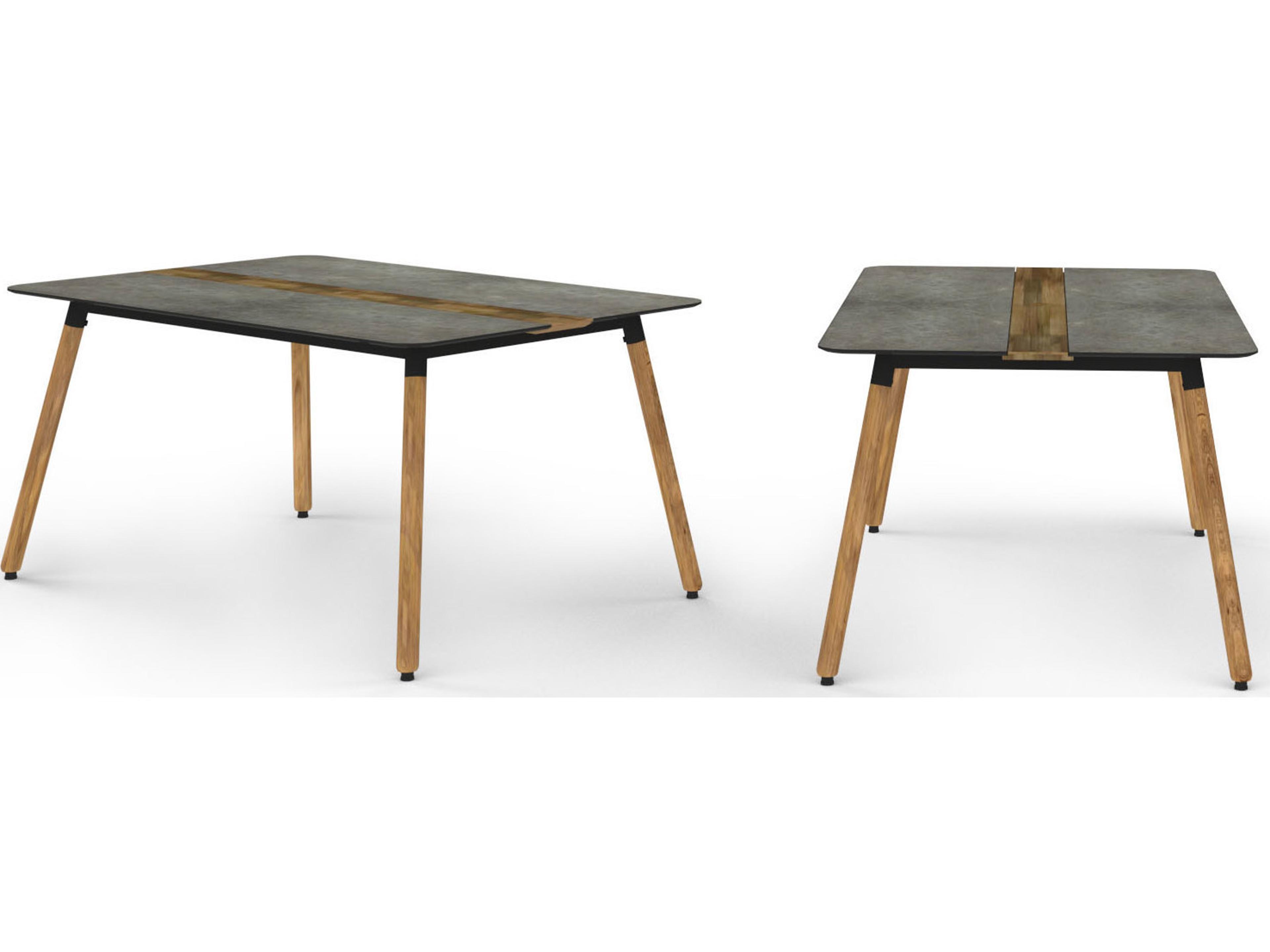 MamaGreen Daisy Aluminum Teak Rectangular HPL Top Outdoor Patio Dining Table