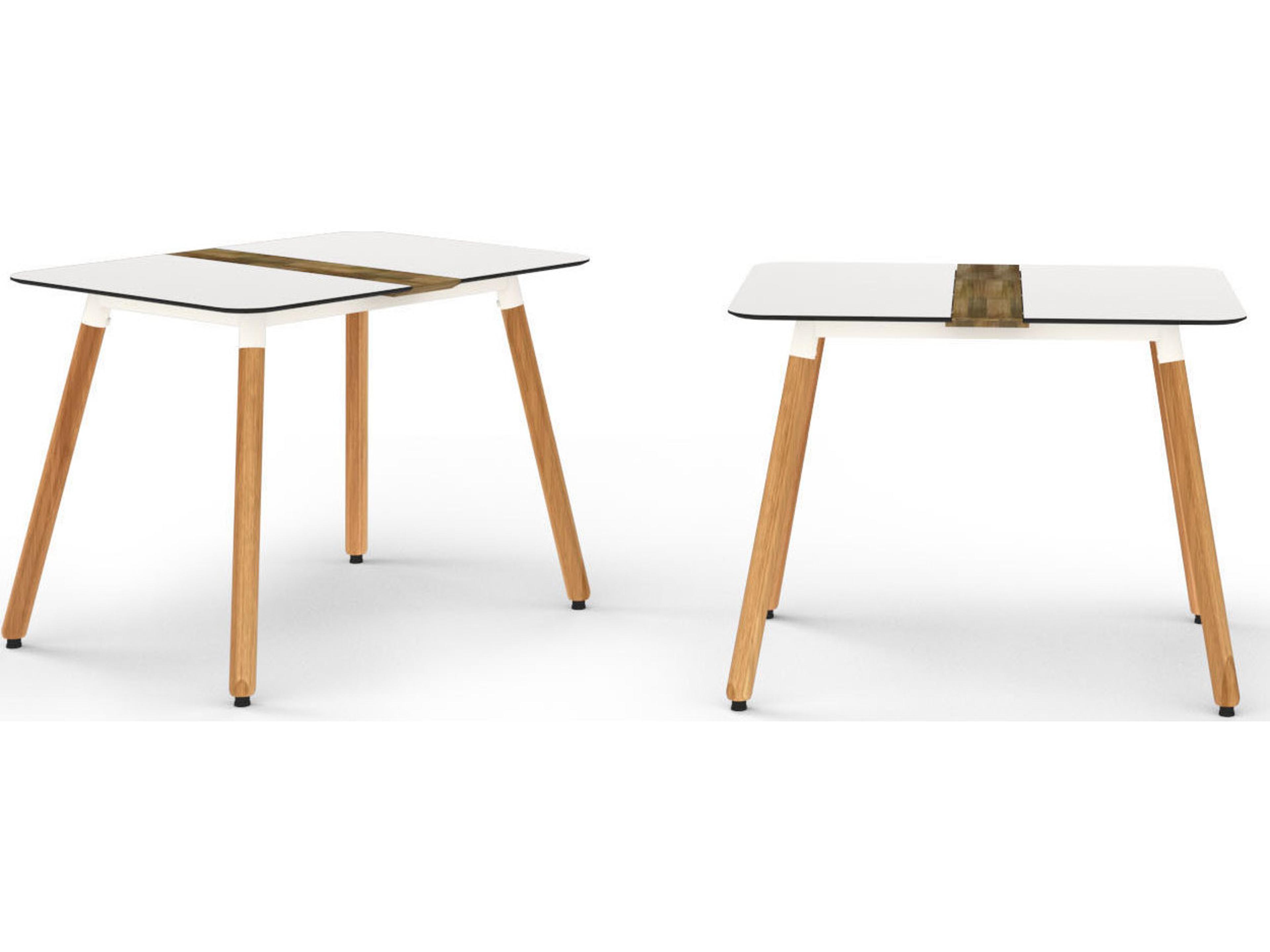 MamaGreen Daisy Aluminum Teak Rectangular HPL Top Patio Dining Table