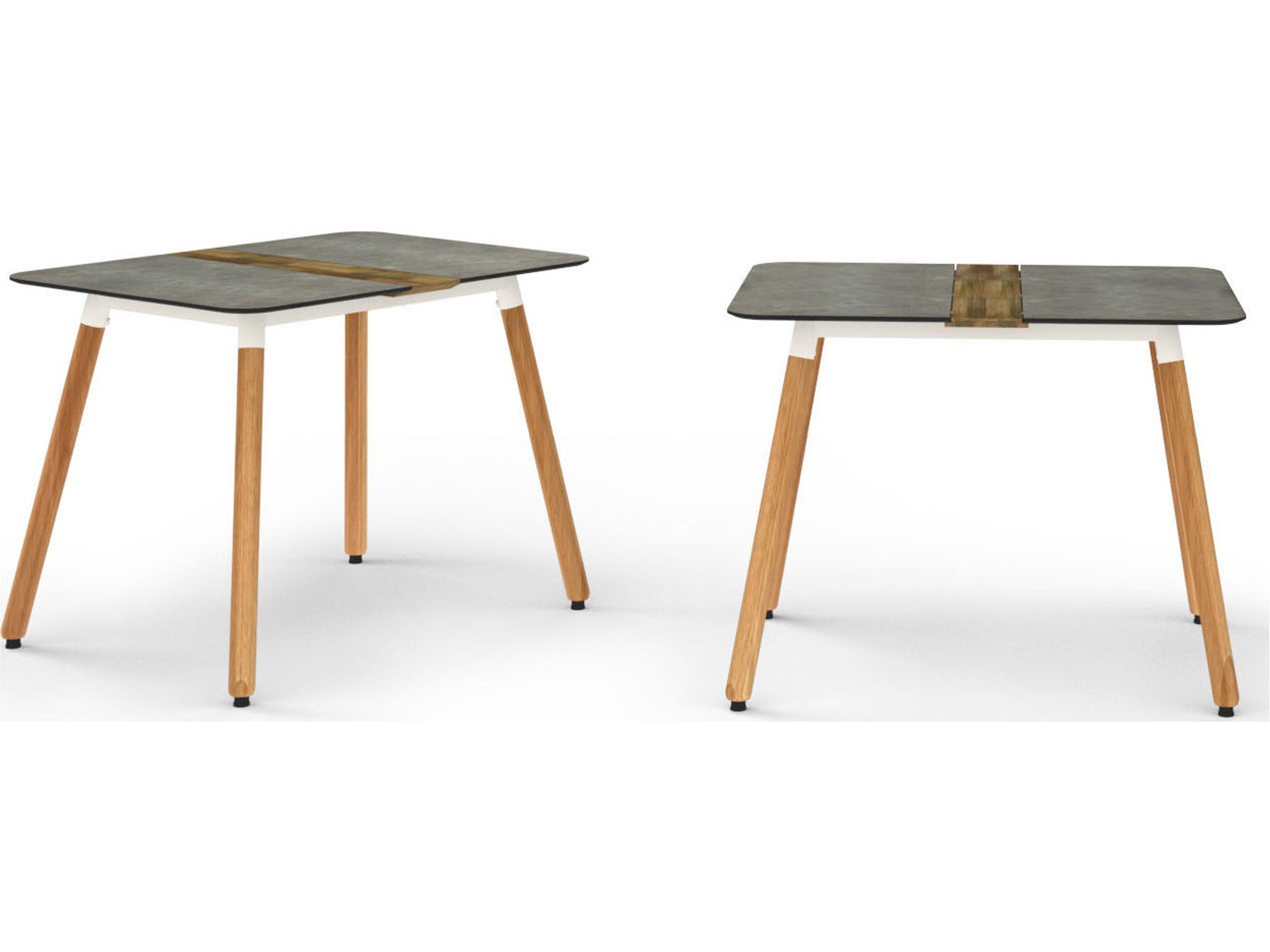 MamaGreen Daisy Aluminum Teak Rectangular HPL Top Patio Dining Table