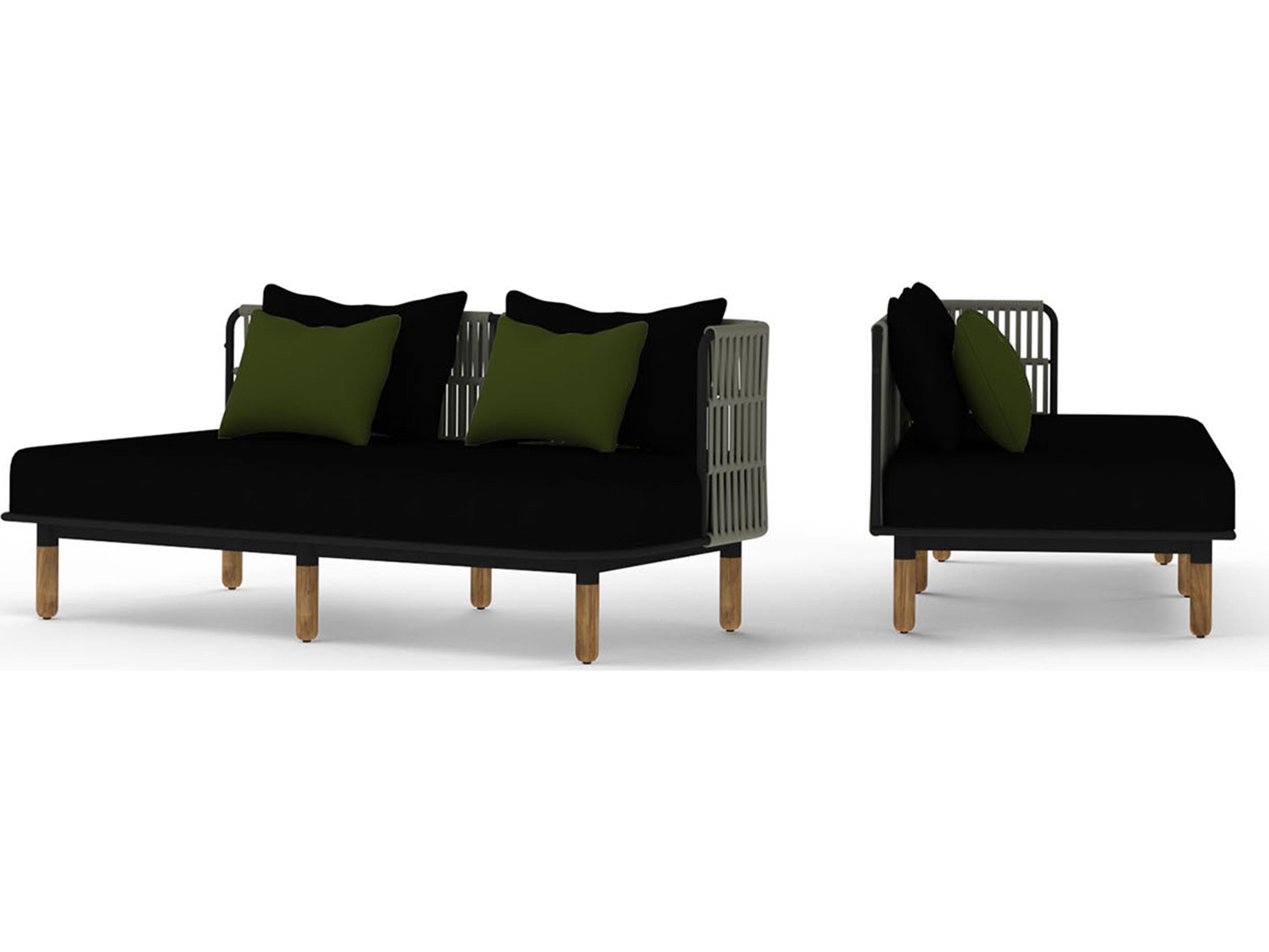 MamaGreen Daisy Rae Deep Seating Teak Rope Left Hand Outdoor Patio Loveseat