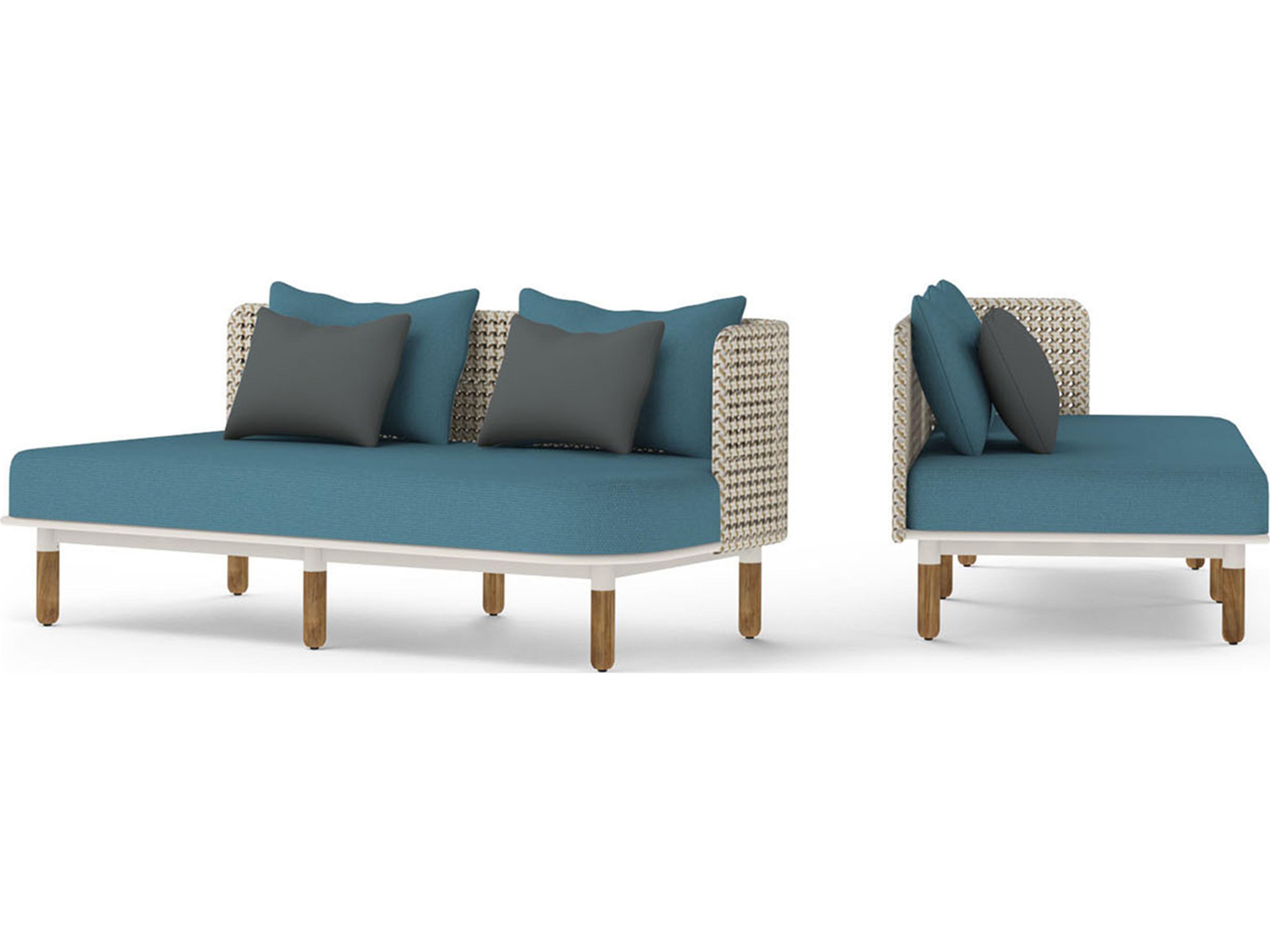 MamaGreen Daisy Mae Deep Seating Teak Wicker Left Hand Patio Loveseat