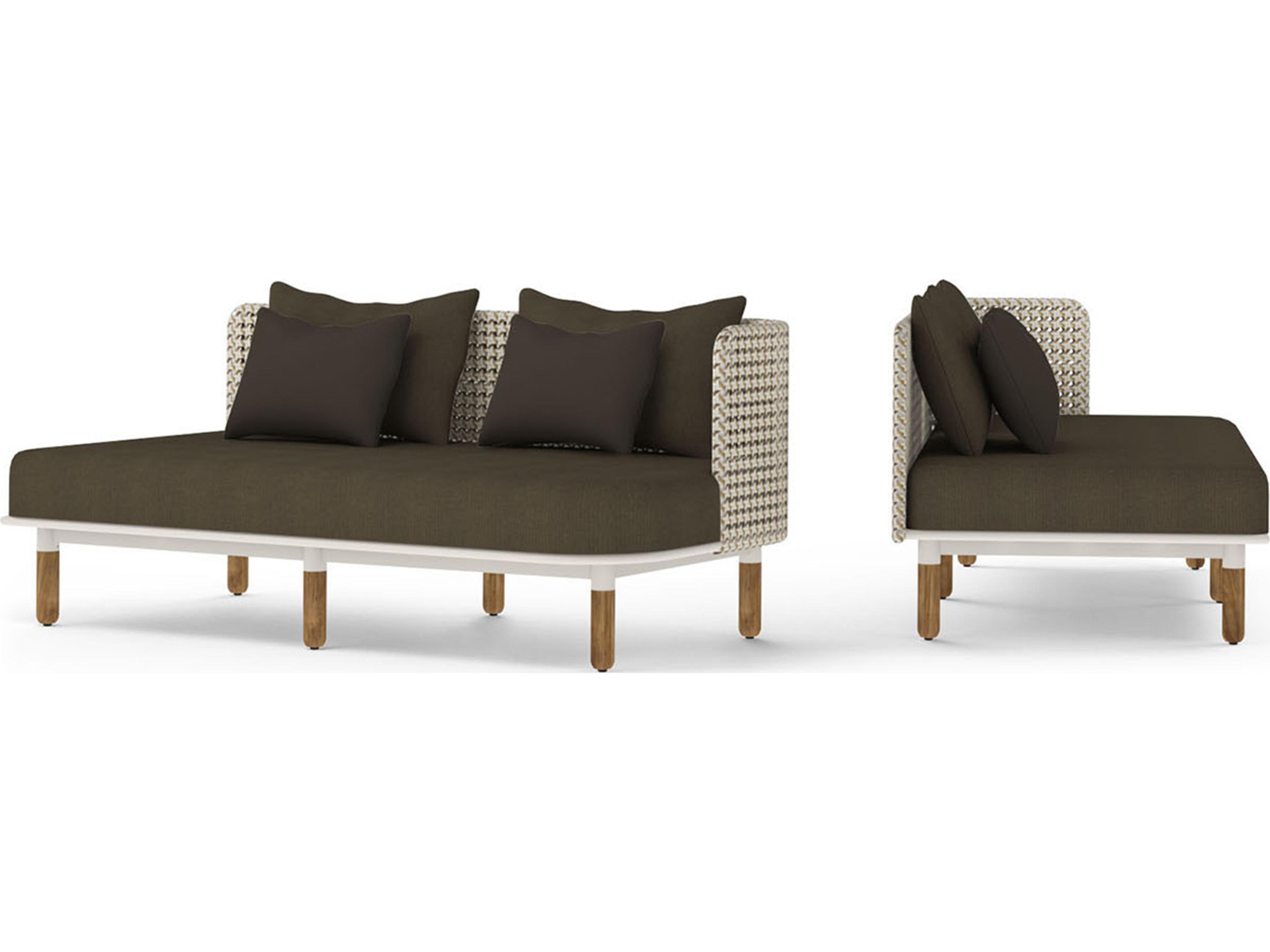 MamaGreen Daisy Mae Deep Seating Teak Wicker Left Hand Patio Loveseat