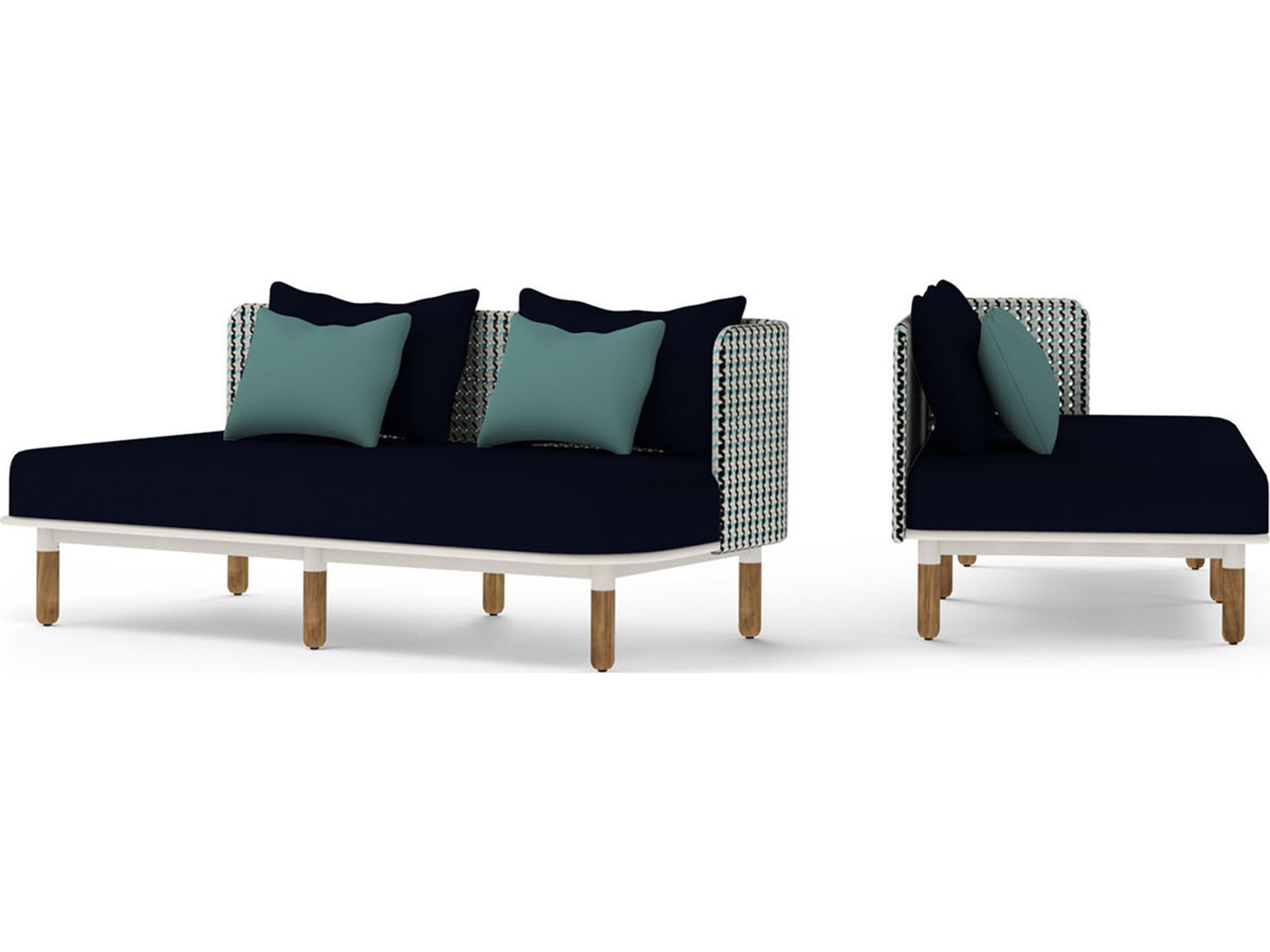 MamaGreen Daisy Mae Deep Seating Teak Wicker Left Hand Patio Loveseat