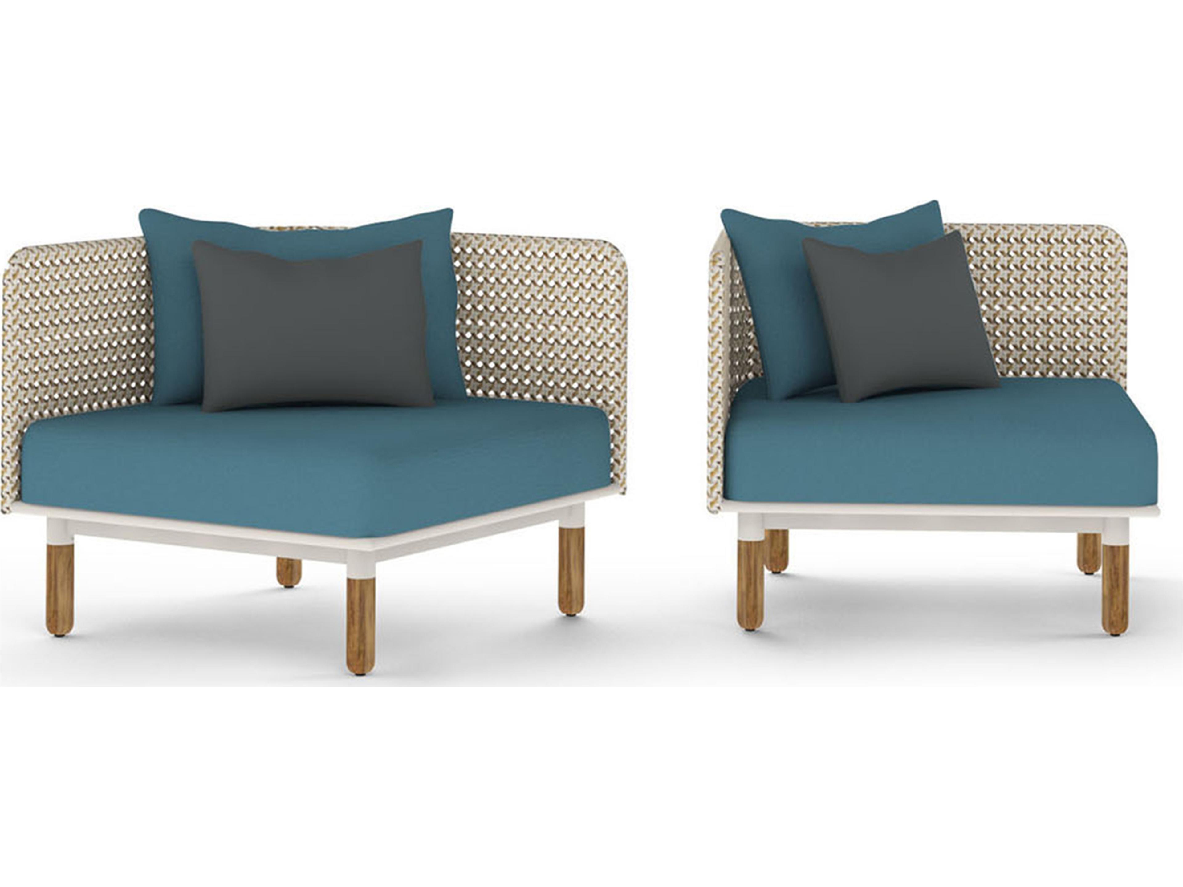 MamaGreen Daisy Mae Deep Seating Teak Wicker Corner Patio Lounge Chair