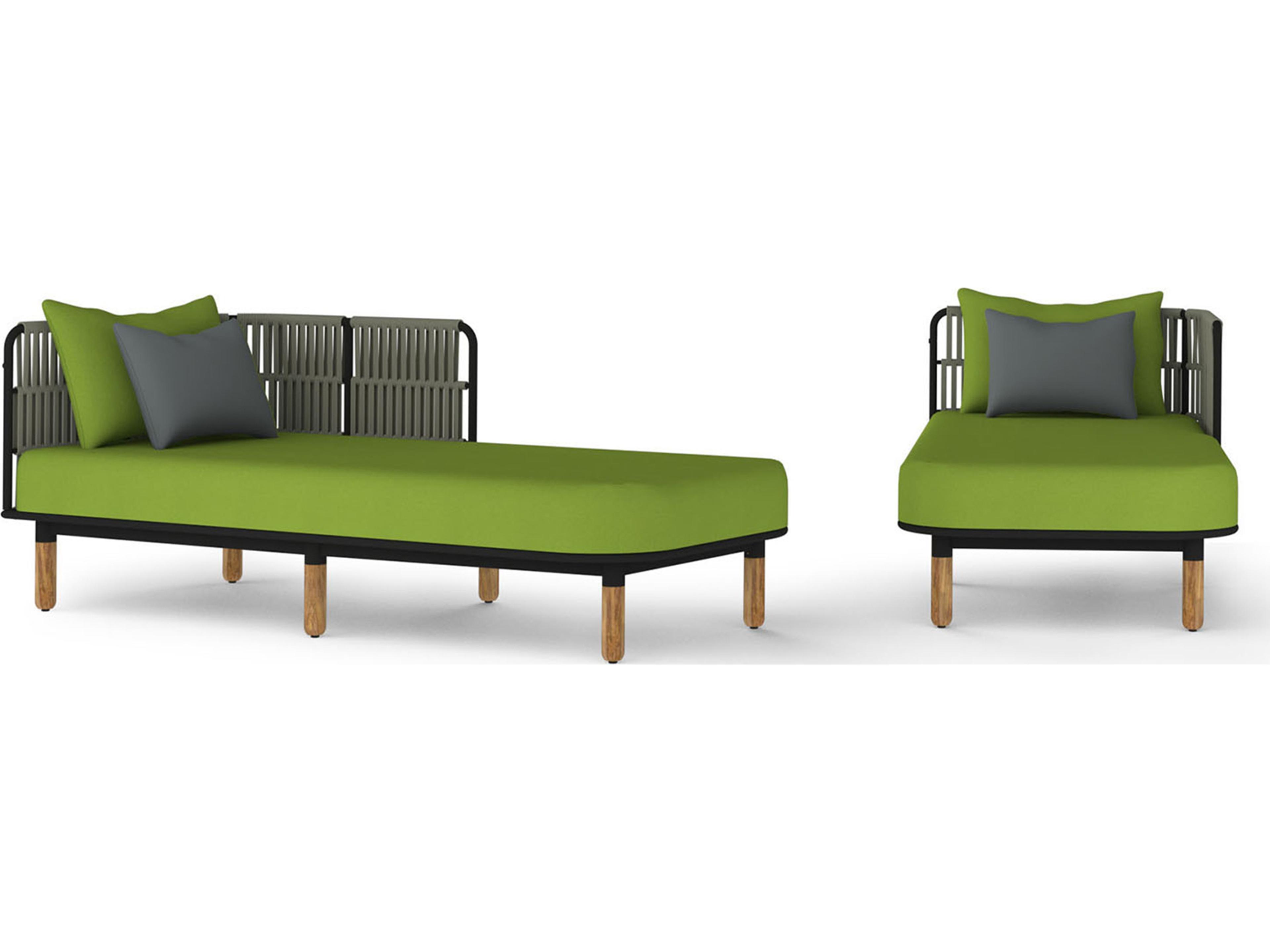 MamaGreen Daisy Rae Deep Seating Teak Rope Left Hand Patio Chaise Lounge