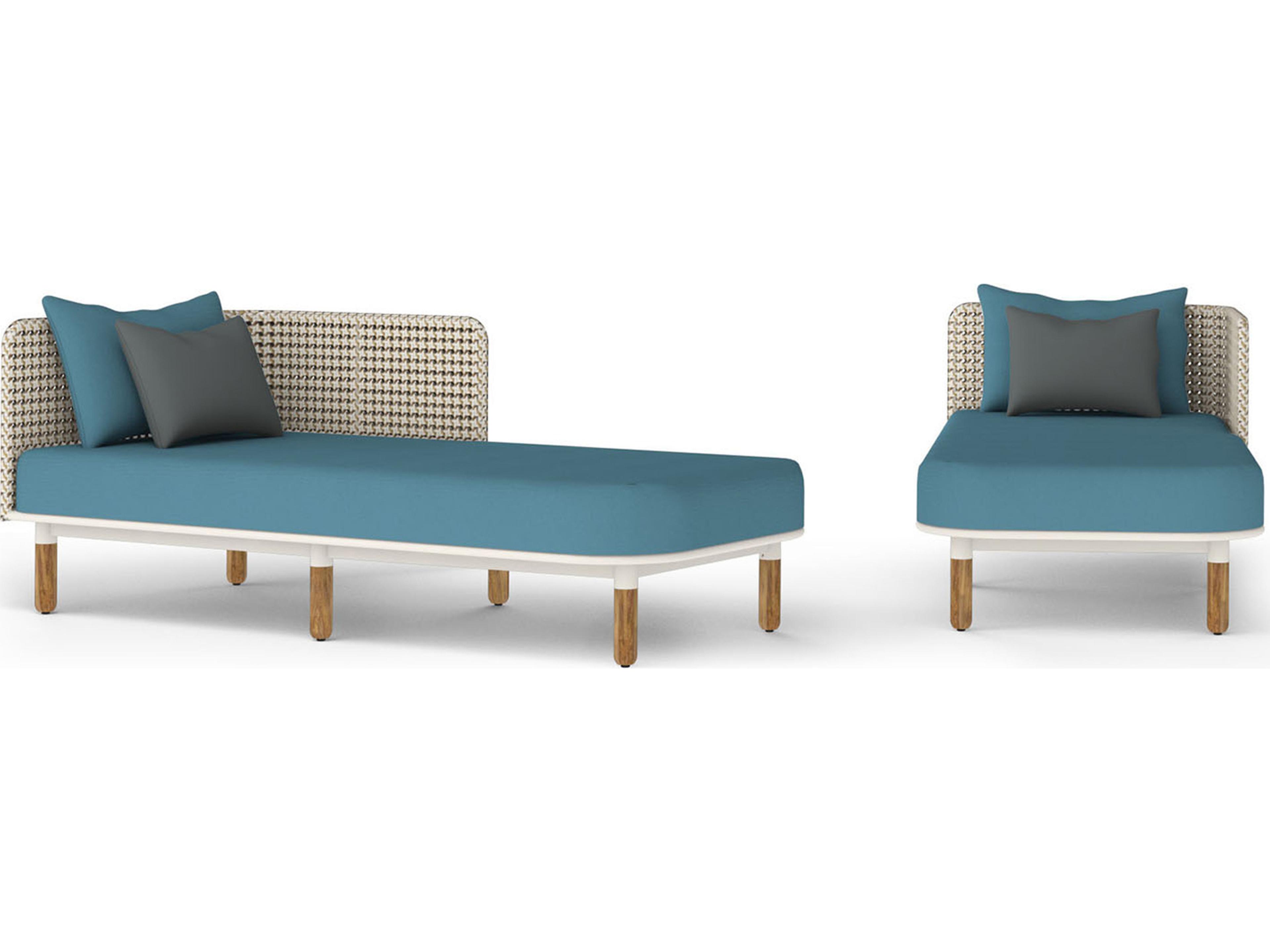 MamaGreen Daisy Mae Deep Seating Mae Teak Wicker Left Hand Outdoor Chaise Lounge