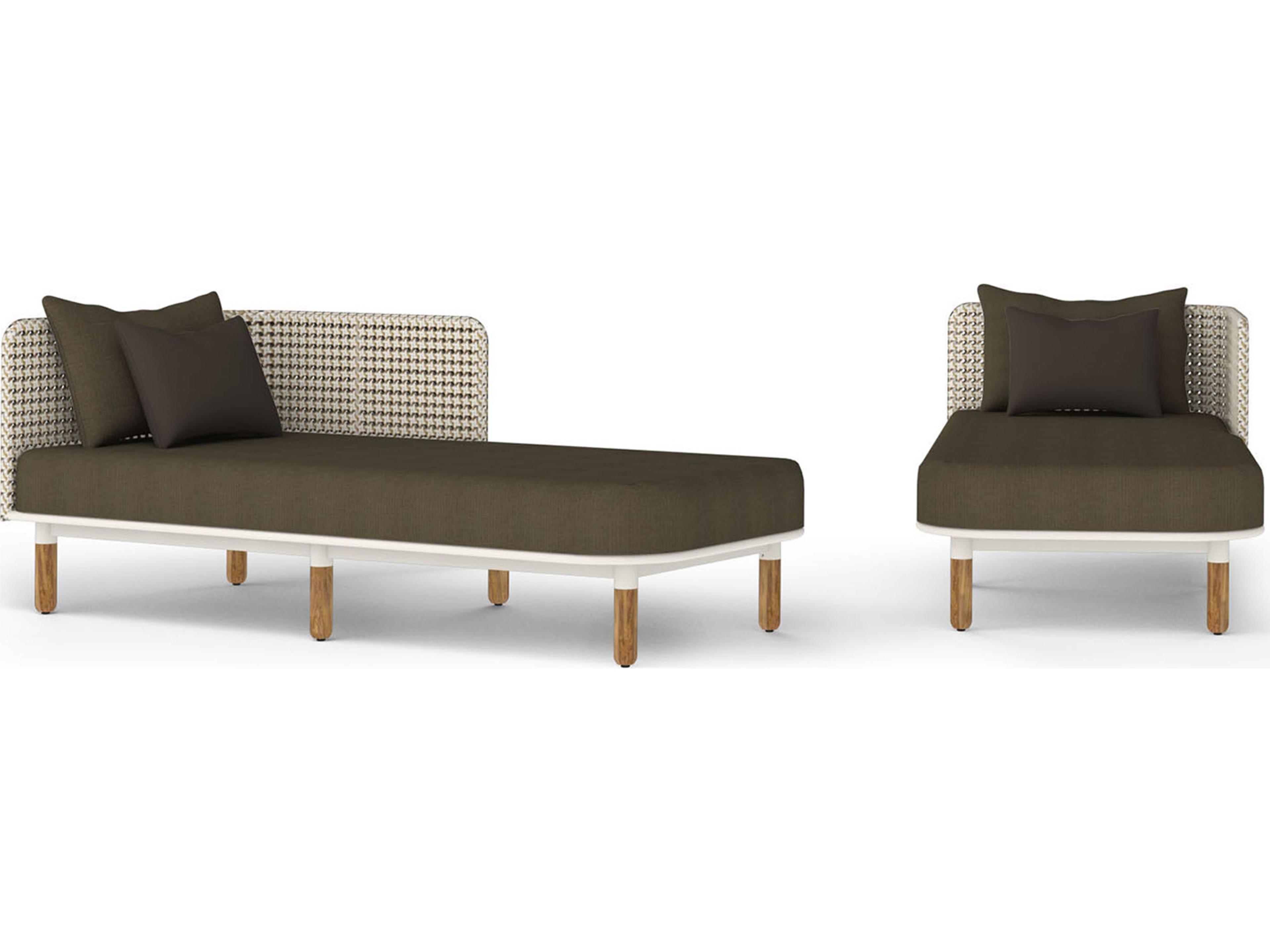 MamaGreen Daisy Mae Deep Seating Mae Teak Wicker Left Hand Outdoor Chaise Lounge