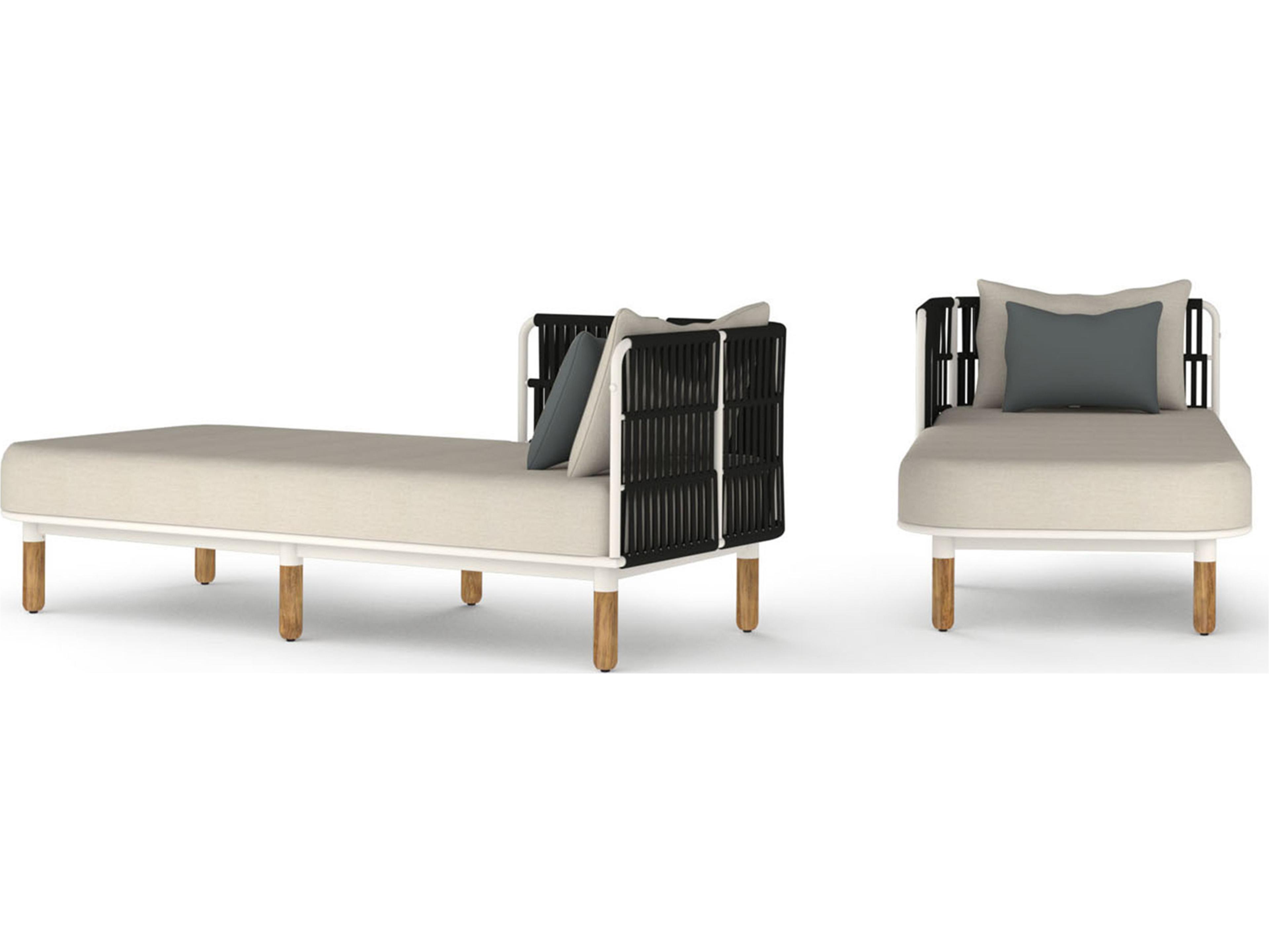 MamaGreen Daisy Rae Deep Seating Teak Rope Right Hand Outdoor Patio Chaise Lounge