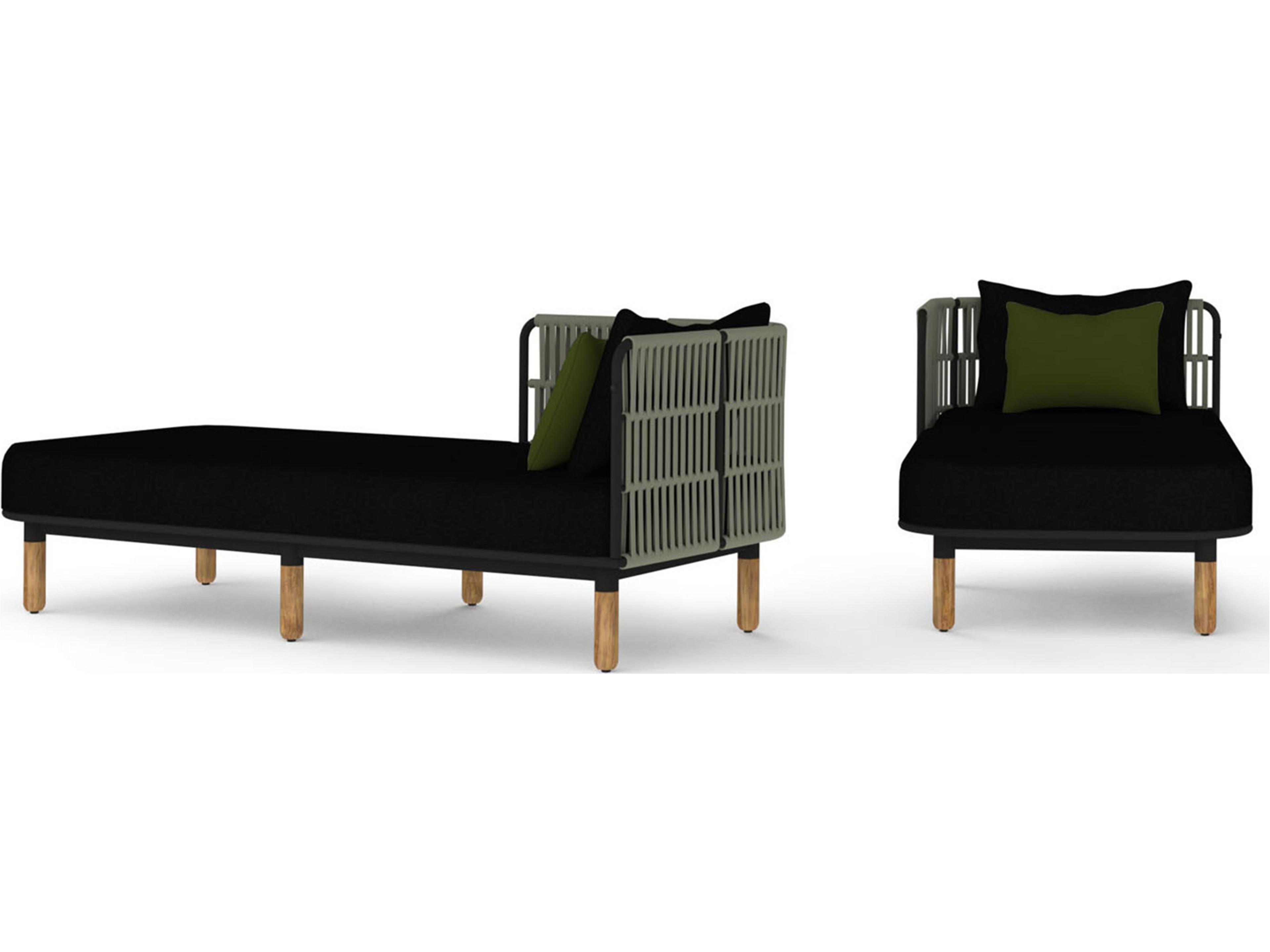 MamaGreen Daisy Rae Deep Seating Teak Rope Right Hand Outdoor Patio Chaise Lounge