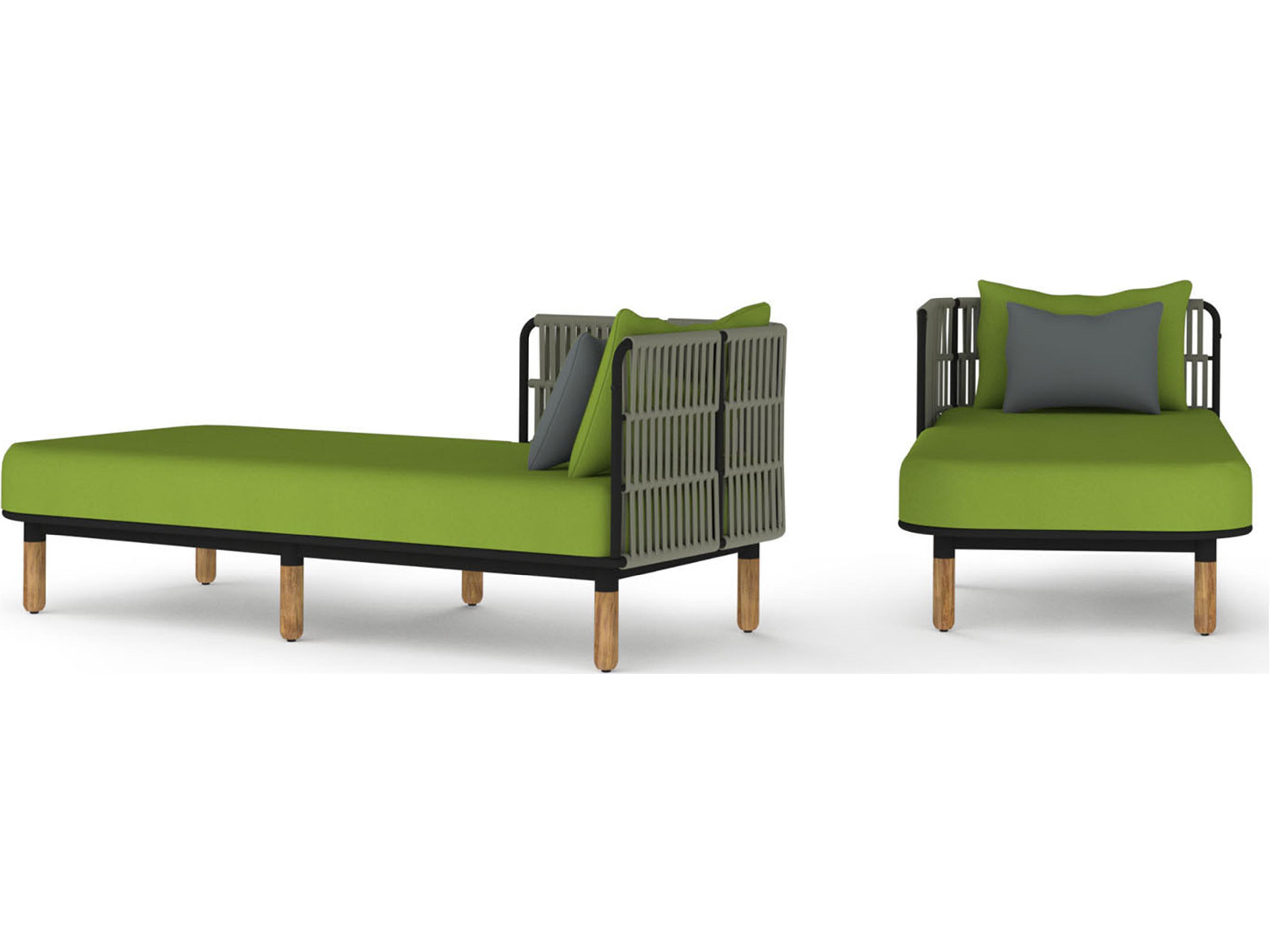 MamaGreen Daisy Rae Deep Seating Teak Rope Right Hand Outdoor Patio Chaise Lounge