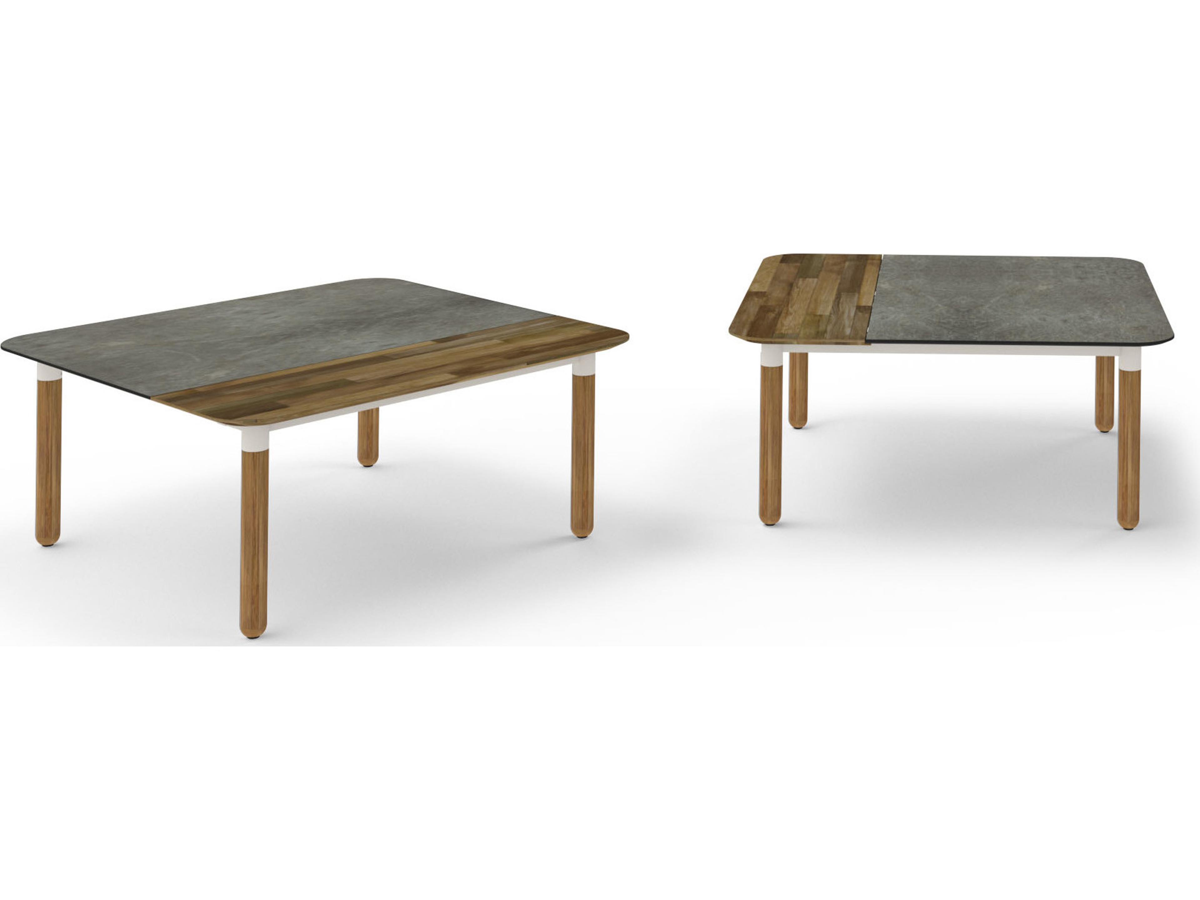 MamaGreen Daisy Aluminum Teak Square HPL Top Outdoor Coffee Table