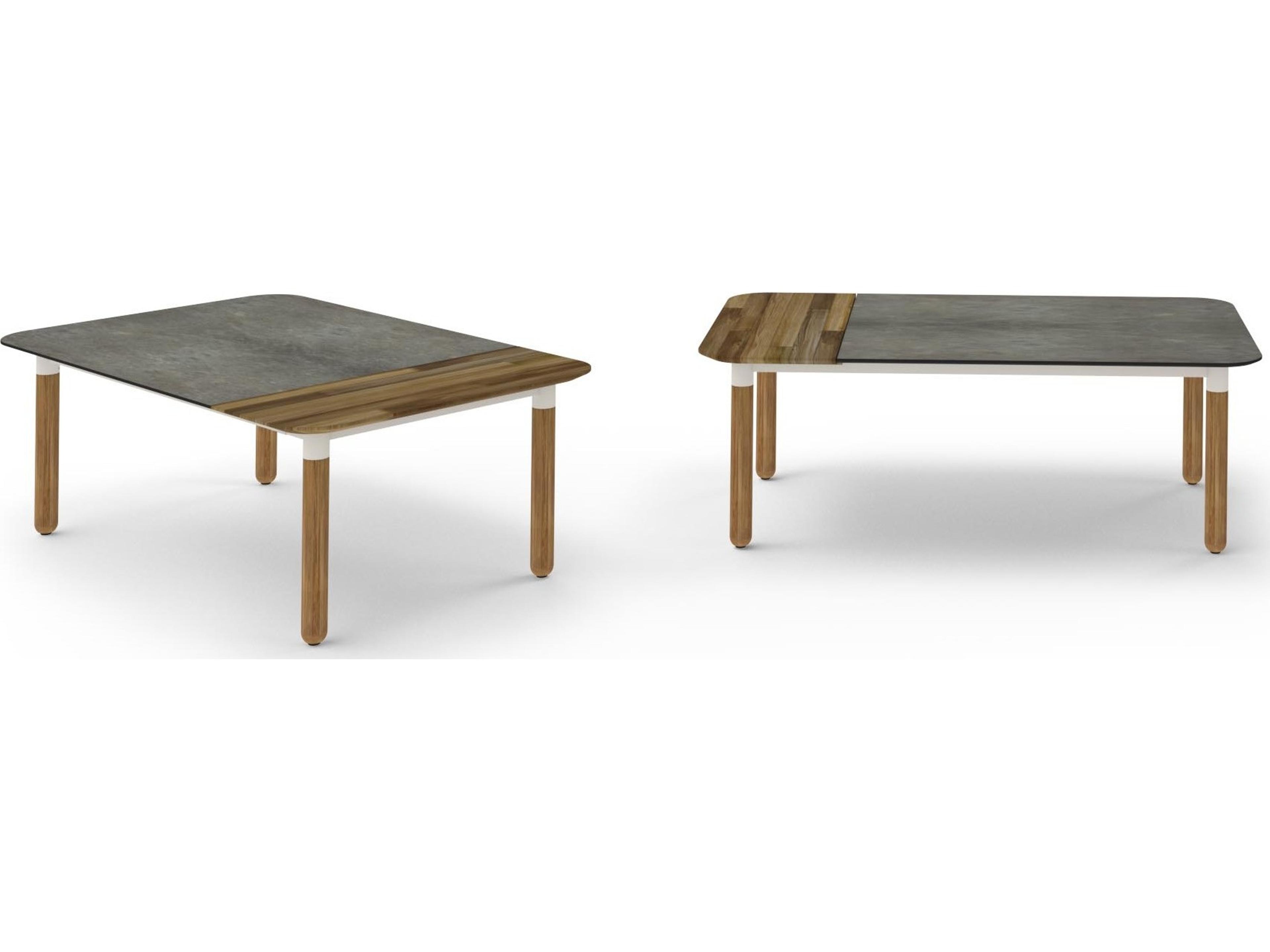 MamaGreen Daisy Aluminum Teak Rectangular Outdoor Patio Coffee Table