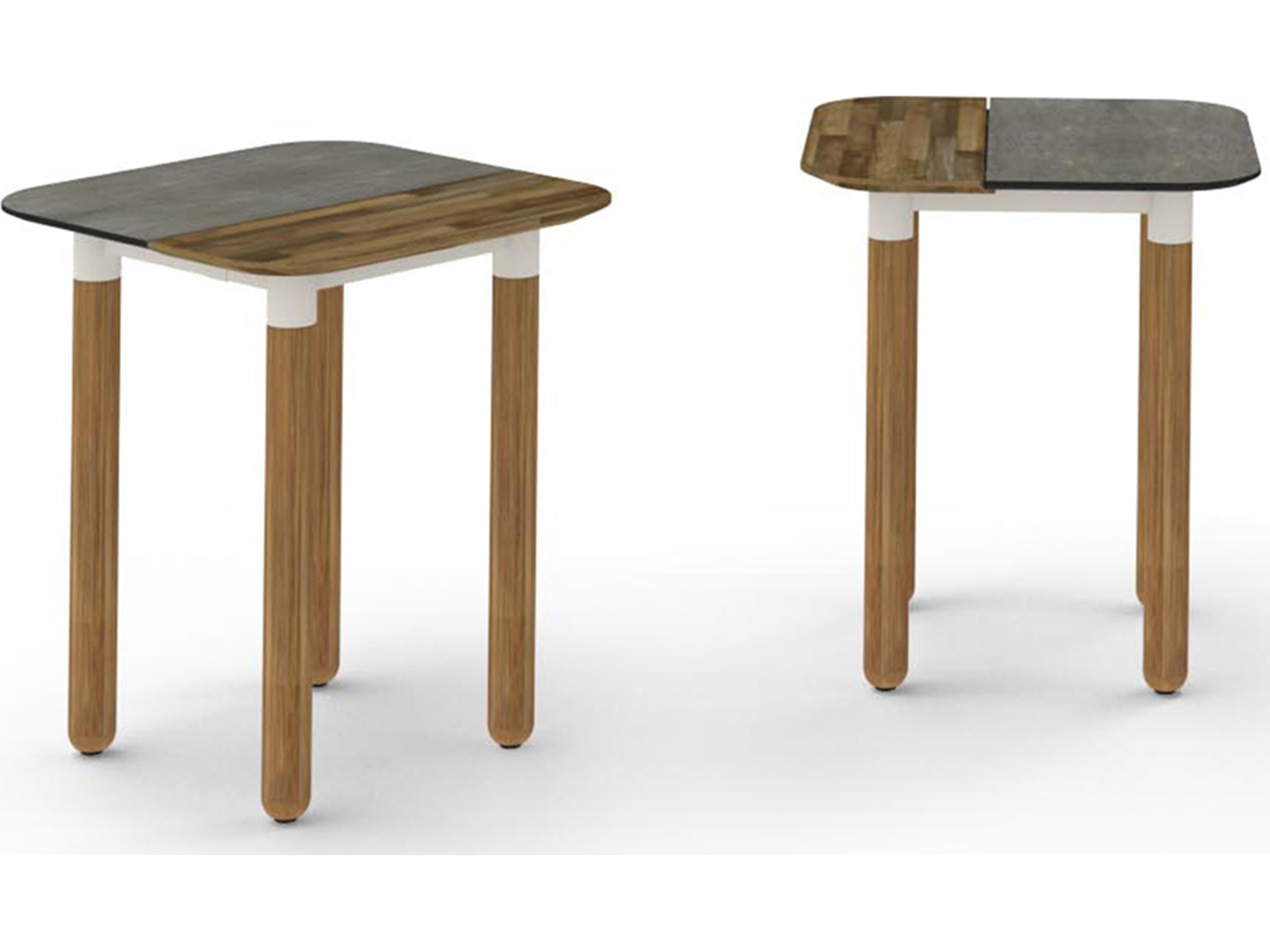 MamaGreen Daisy Aluminum Teak Square HPL Top Patio End Table