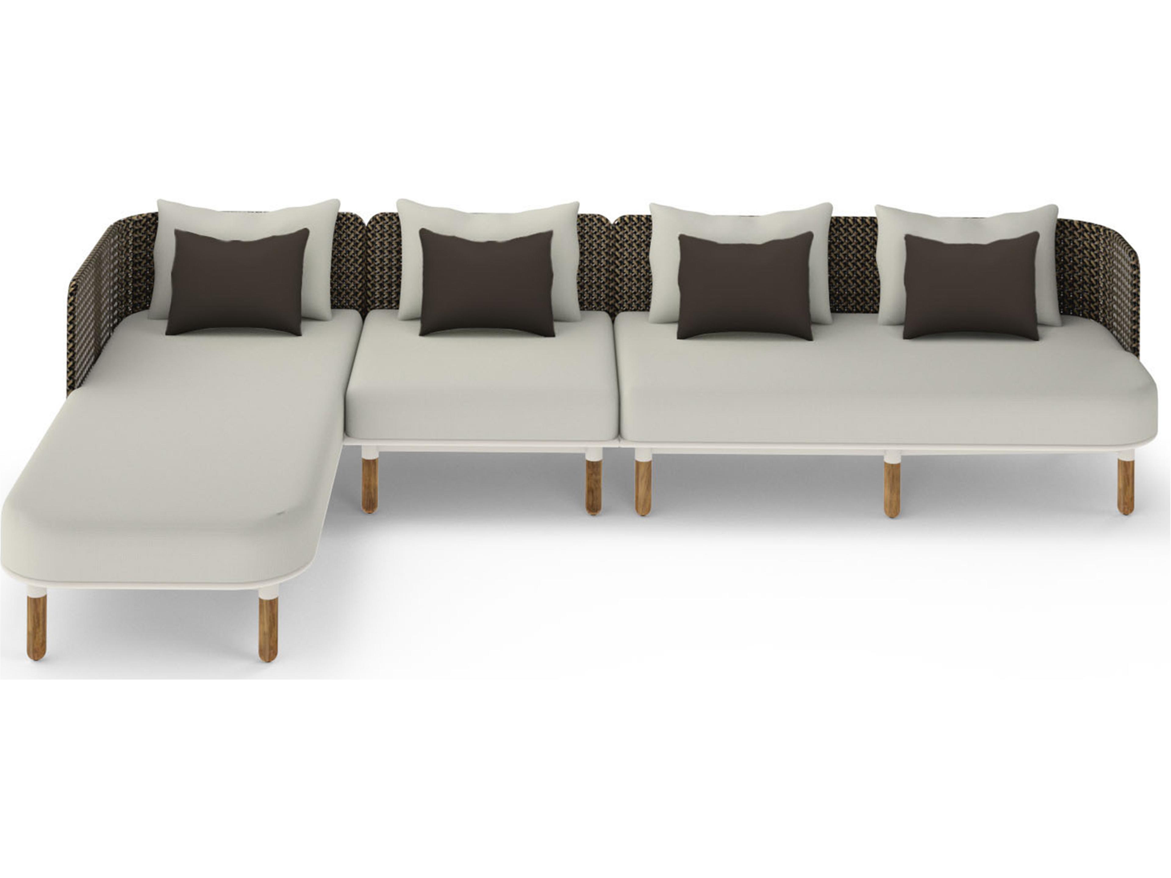 MamaGreen Daisy Mae Deep Seating Teak Wicker Sectional Outdoor Patio Lounge Set