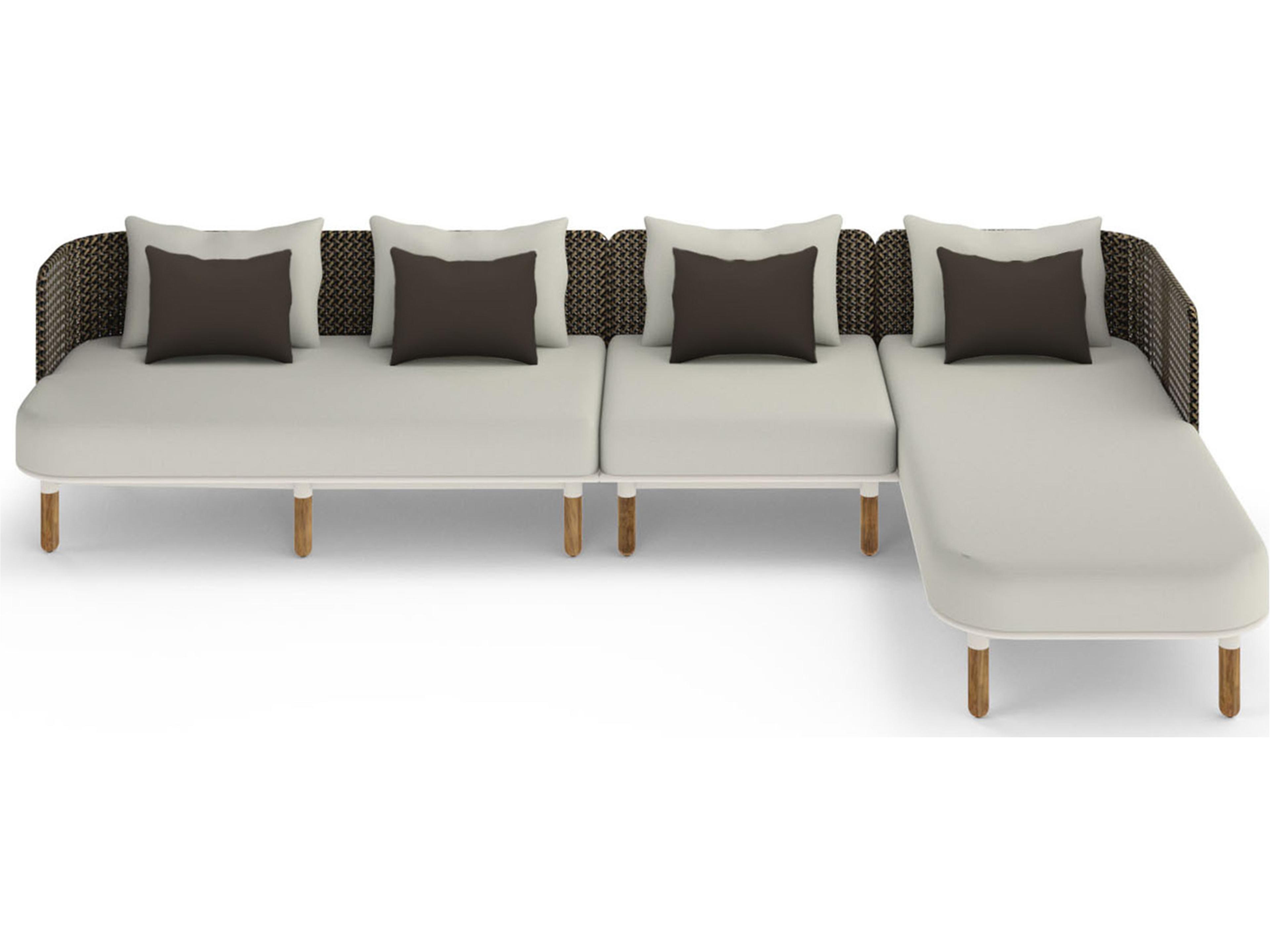 MamaGreen Daisy Mae Deep Seating Teak Wicker Sectional Patio Lounge Set