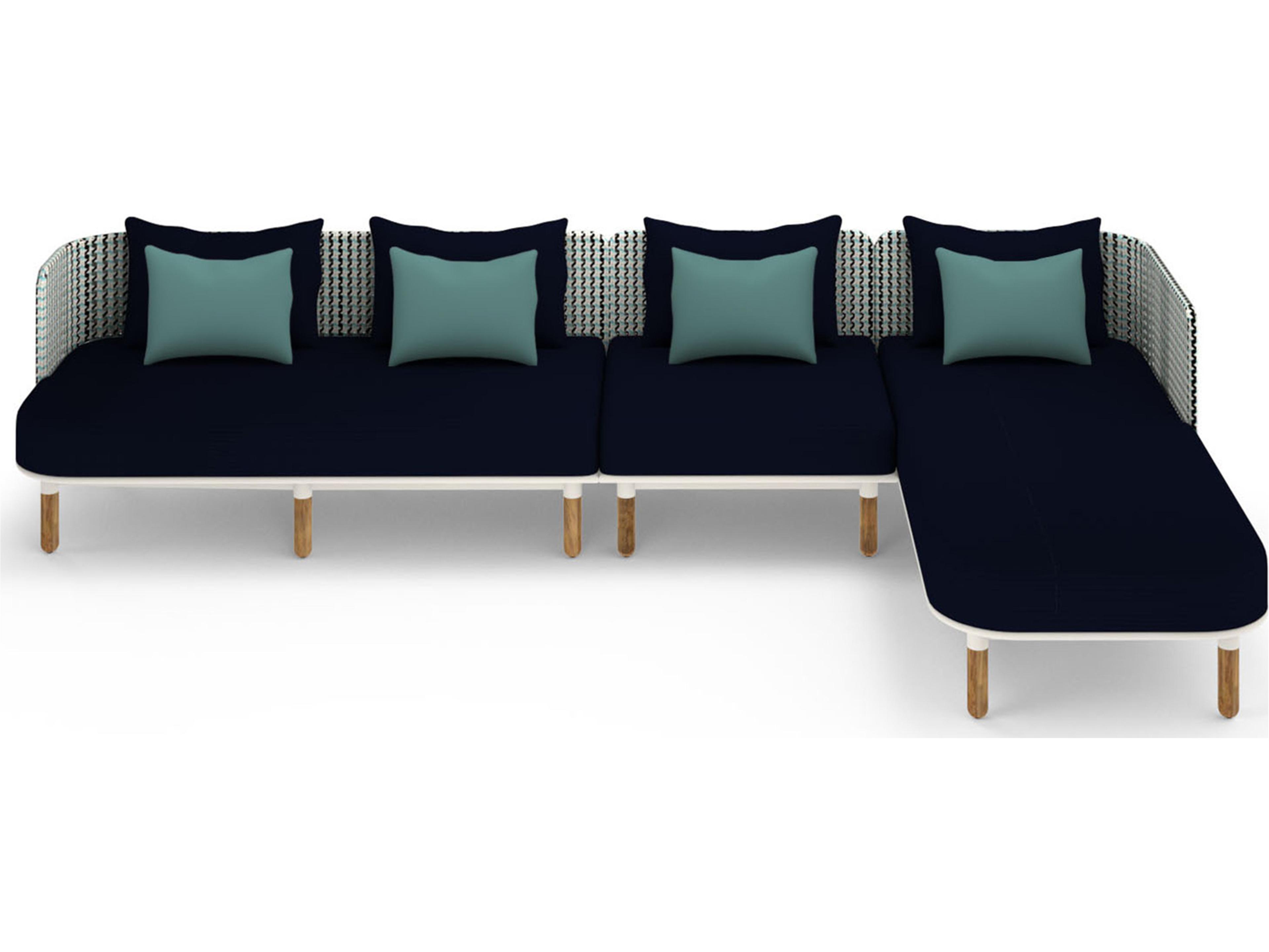 MamaGreen Daisy Mae Deep Seating Teak Wicker Sectional Patio Lounge Set