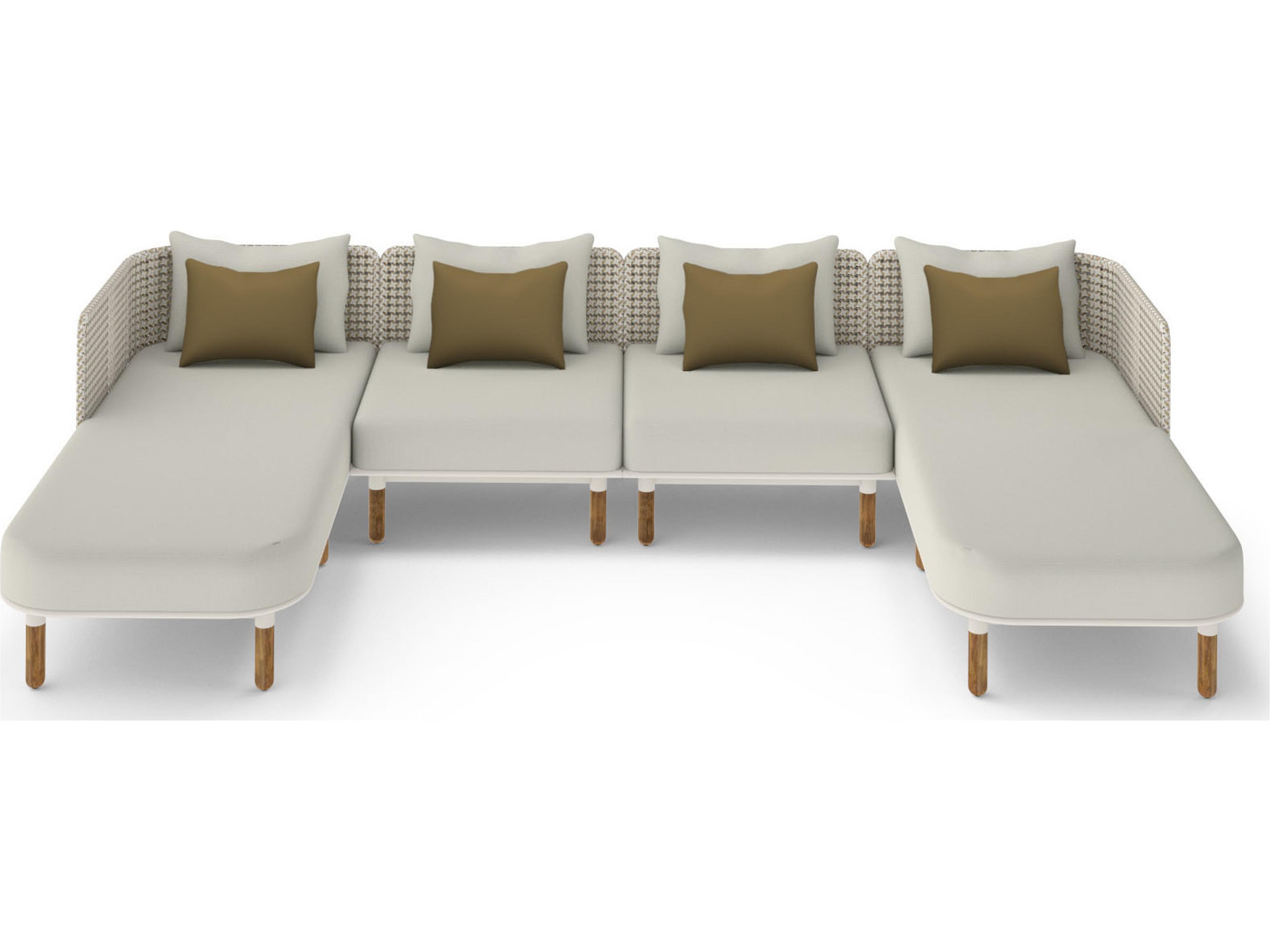 MamaGreen Daisy Mae Deep Seating Teak Wicker Sectional Outdoor Lounge Set