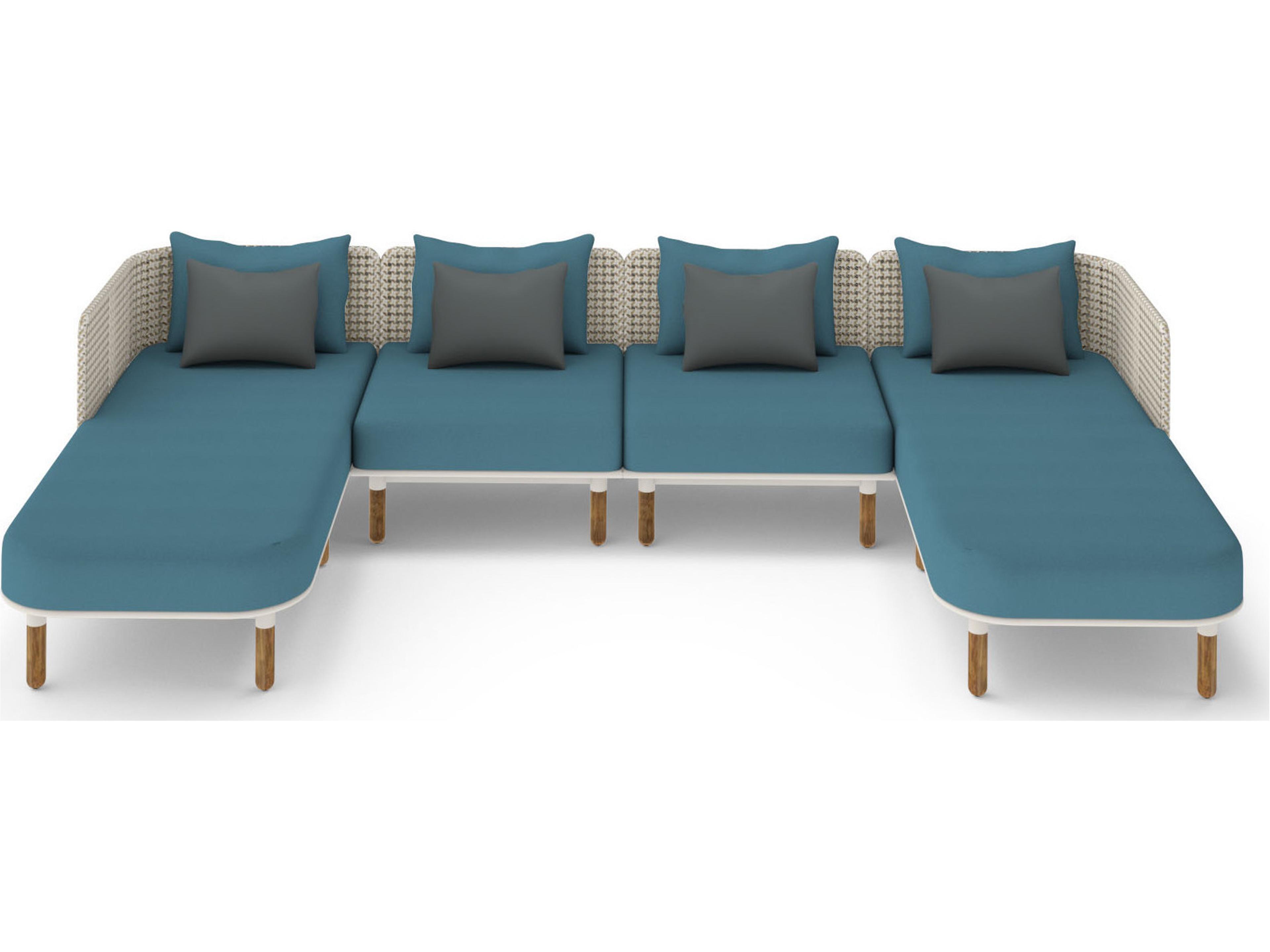 MamaGreen Daisy Mae Deep Seating Teak Wicker Sectional Outdoor Lounge Set