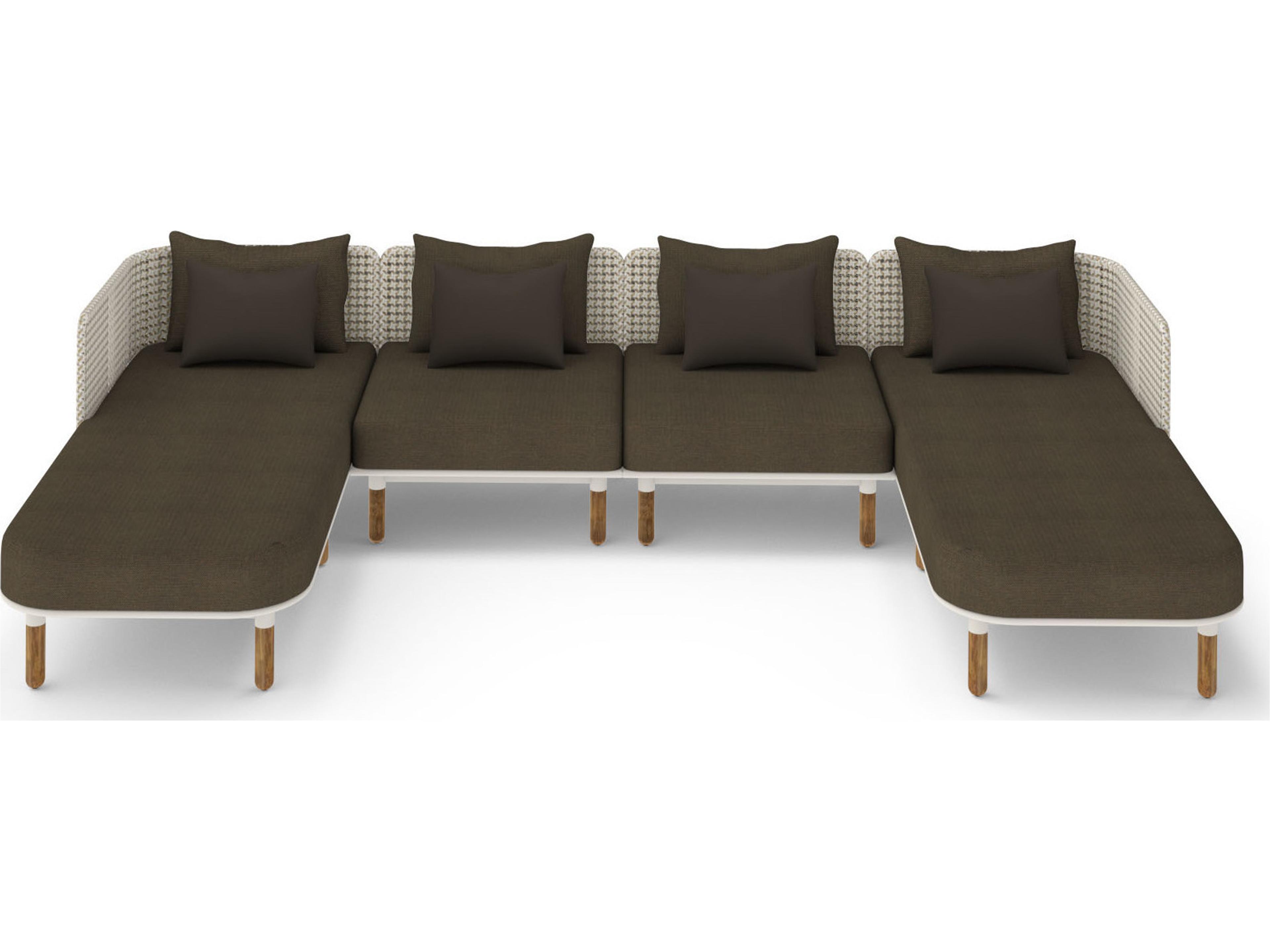 MamaGreen Daisy Mae Deep Seating Teak Wicker Sectional Outdoor Lounge Set