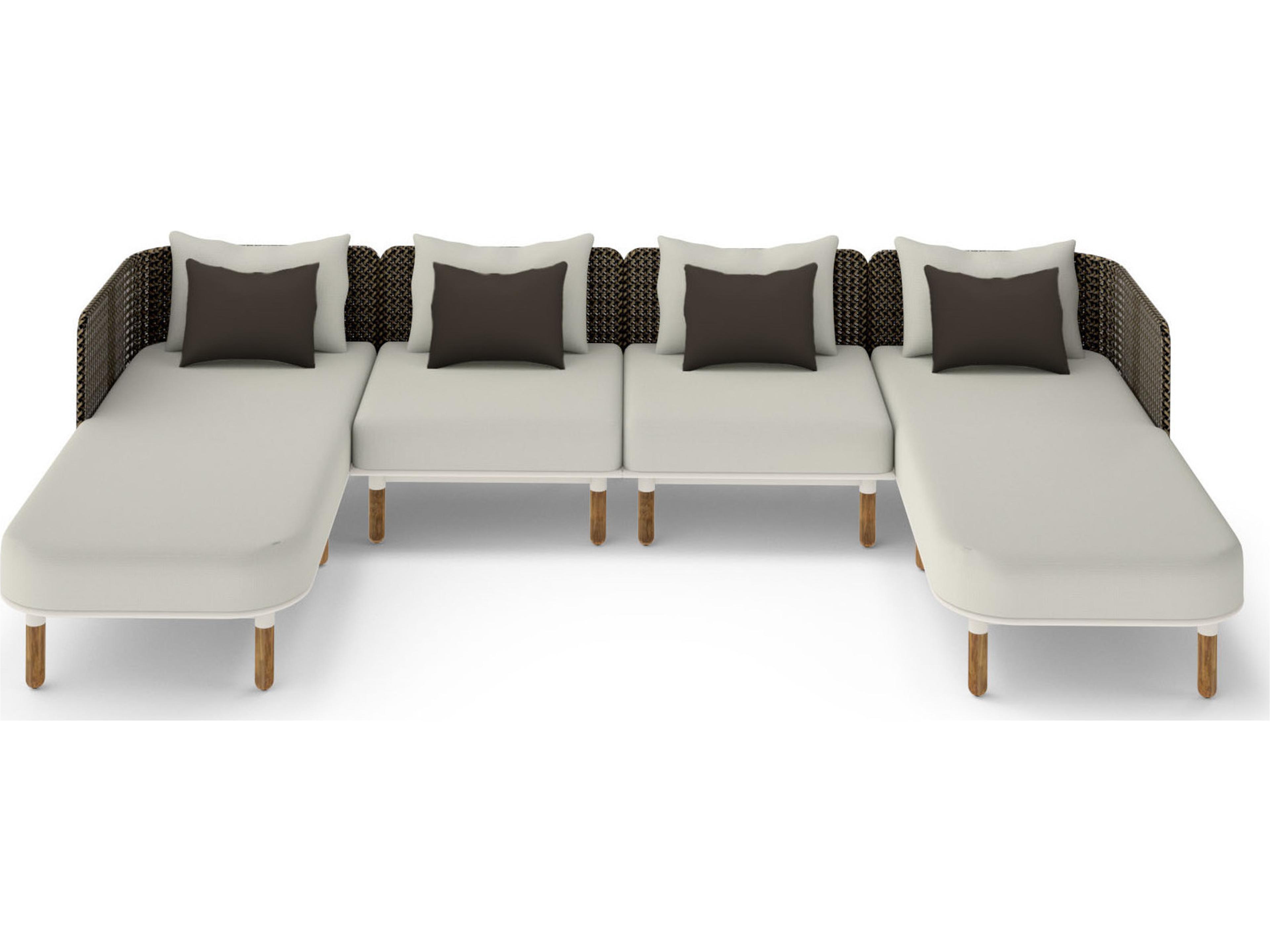 MamaGreen Daisy Mae Deep Seating Teak Wicker Sectional Outdoor Lounge Set