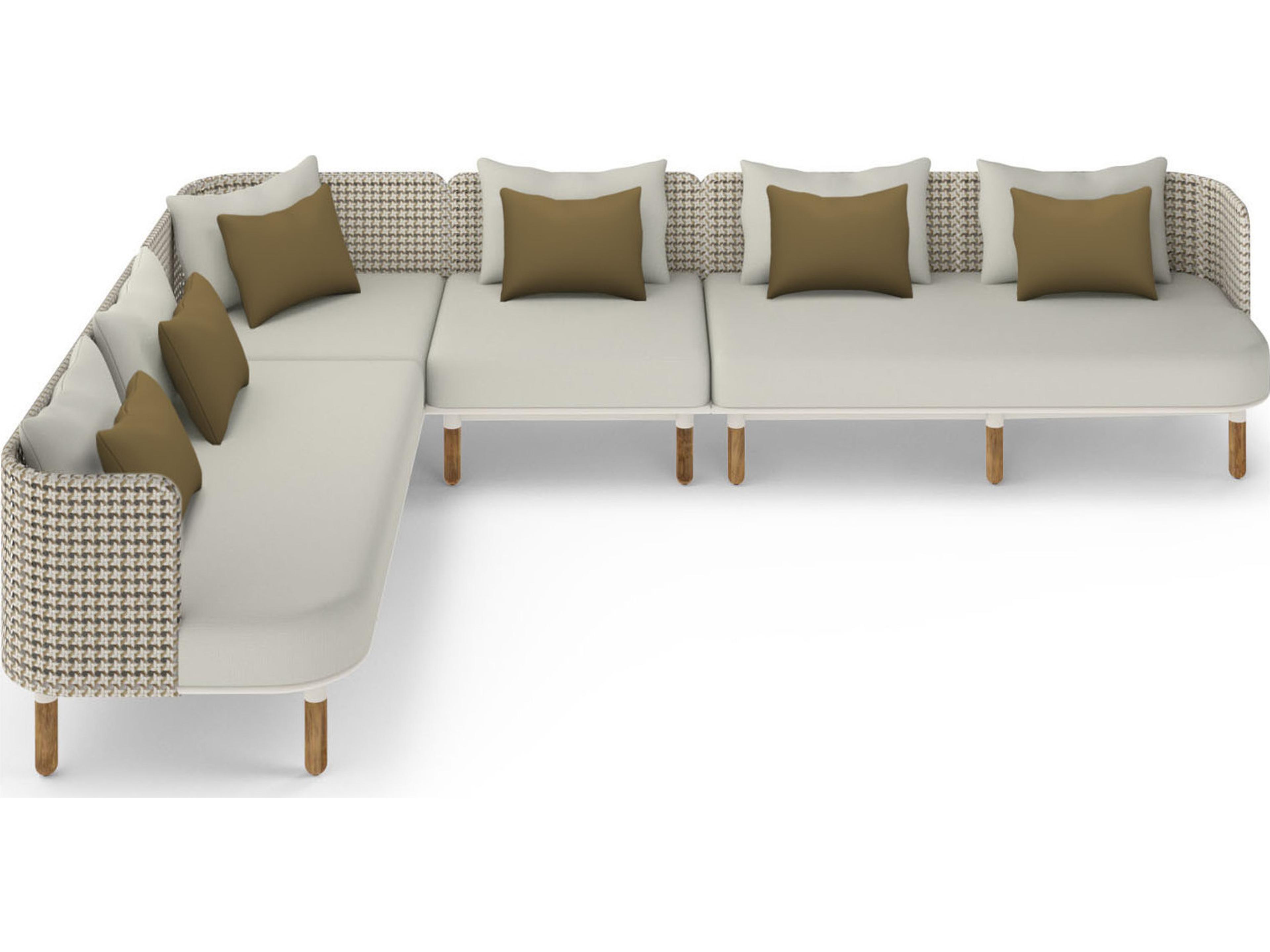 MamaGreen Daisy Mae Deep Seating Teak Wicker Sectional Outdoor Patio Lounge Set