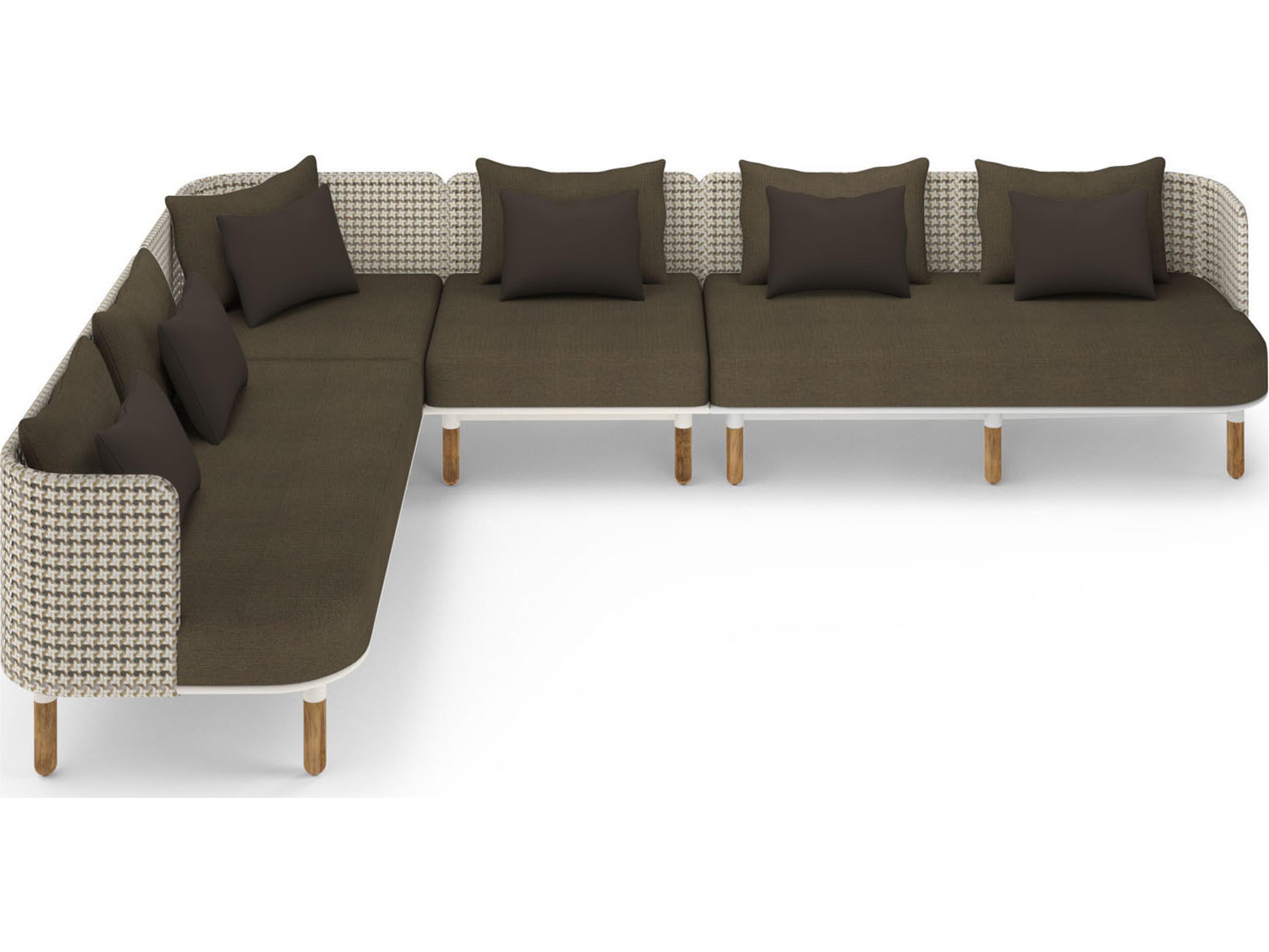 MamaGreen Daisy Mae Deep Seating Teak Wicker Sectional Outdoor Patio Lounge Set