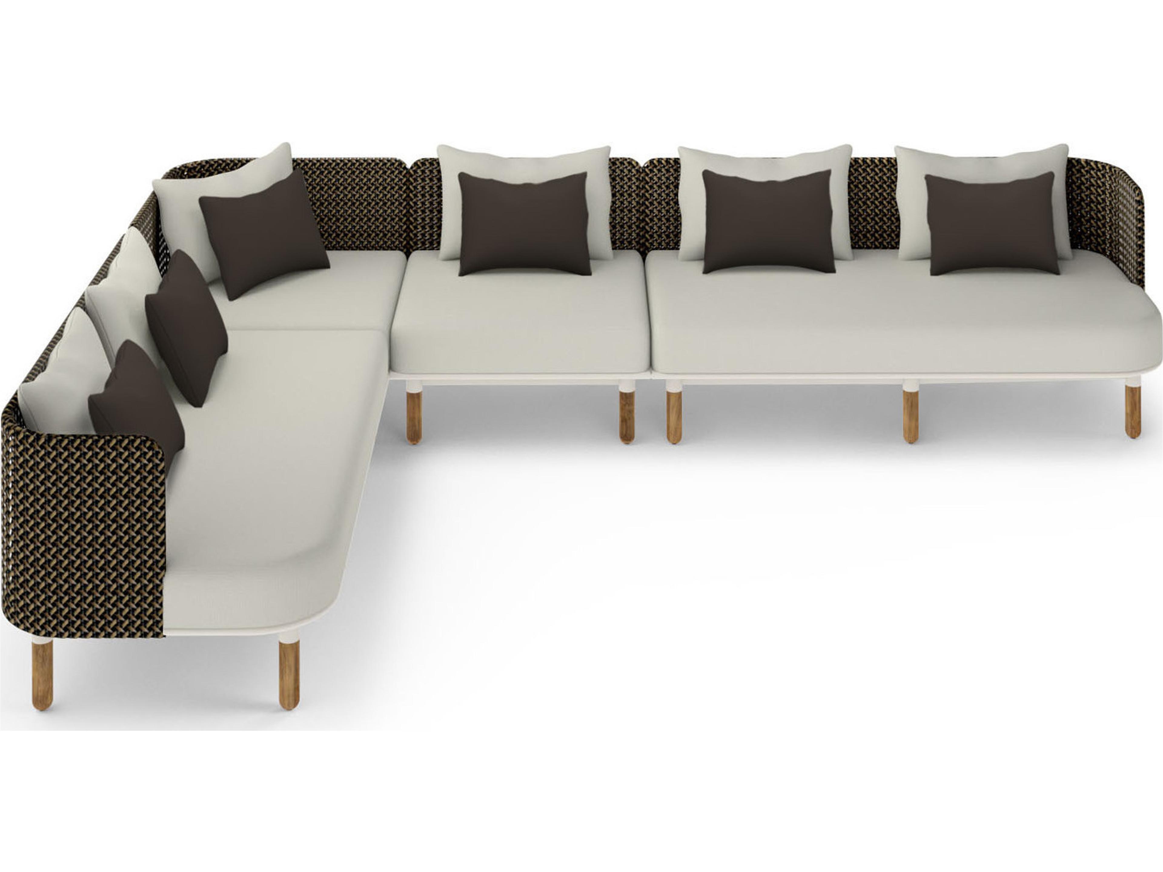 MamaGreen Daisy Mae Deep Seating Teak Wicker Sectional Outdoor Patio Lounge Set