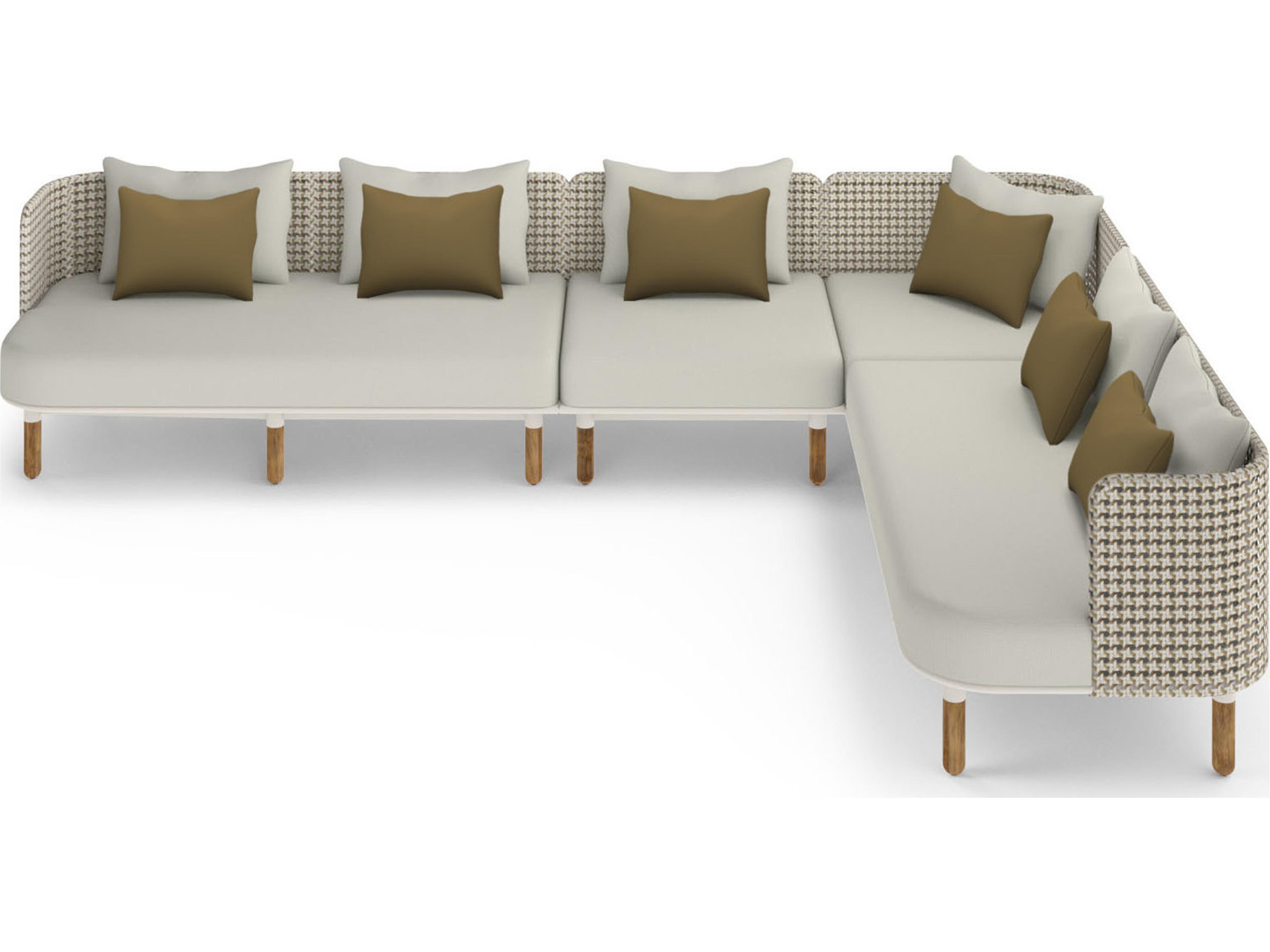 MamaGreen Daisy Mae Deep Seating Teak Wicker Sectional Patio Lounge Set