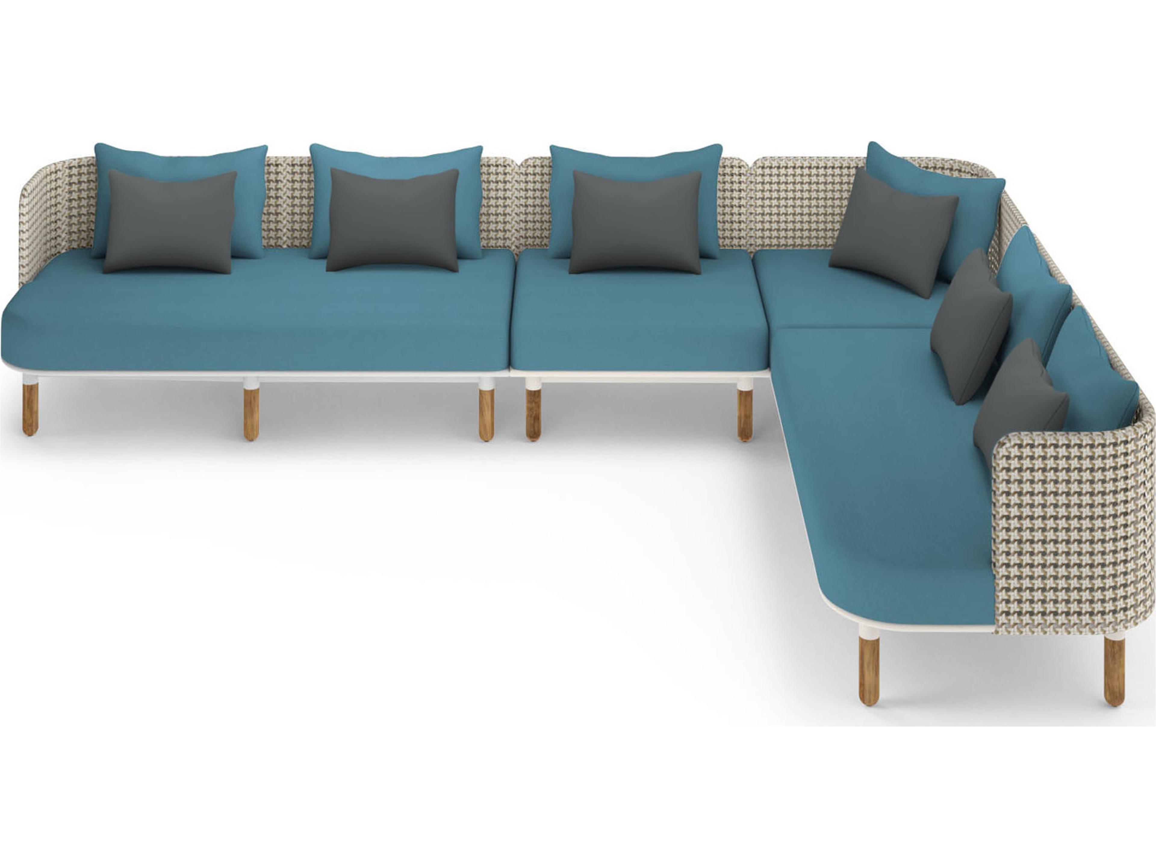 MamaGreen Daisy Mae Deep Seating Teak Wicker Sectional Patio Lounge Set