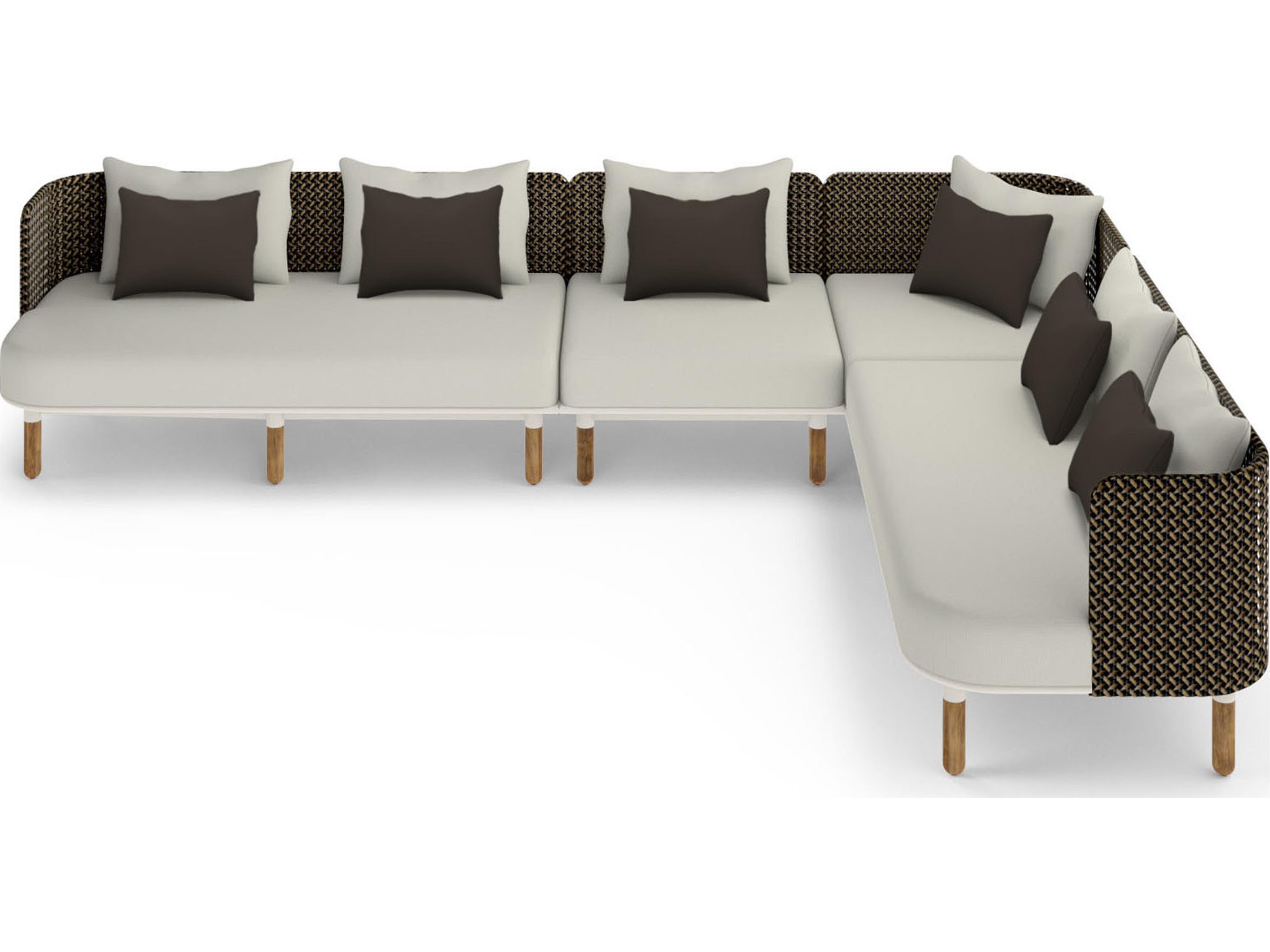 MamaGreen Daisy Mae Deep Seating Teak Wicker Sectional Patio Lounge Set