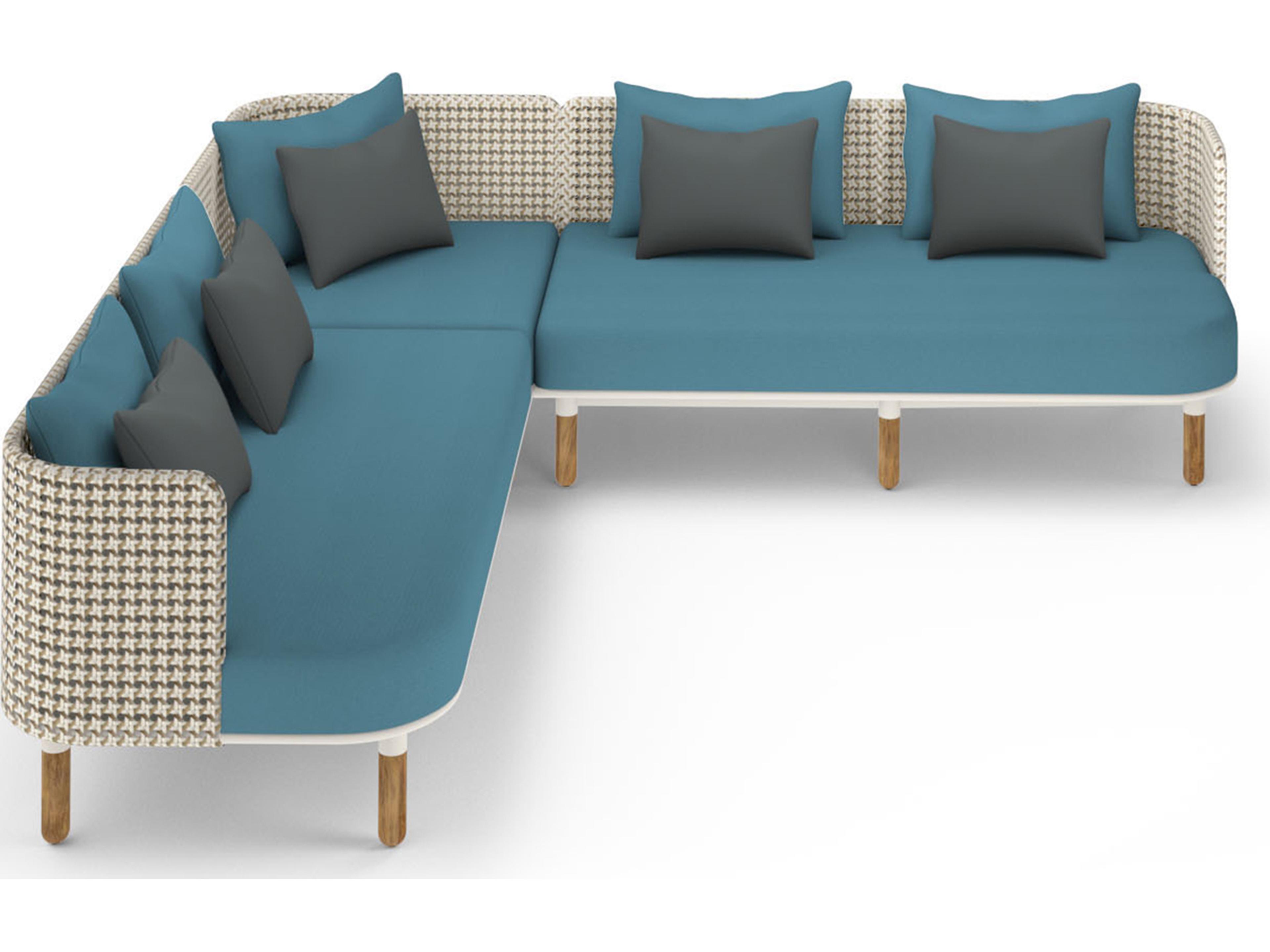 MamaGreen Daisy Mae Deep Seating Teak Wicker Sectional Outdoor Lounge Set