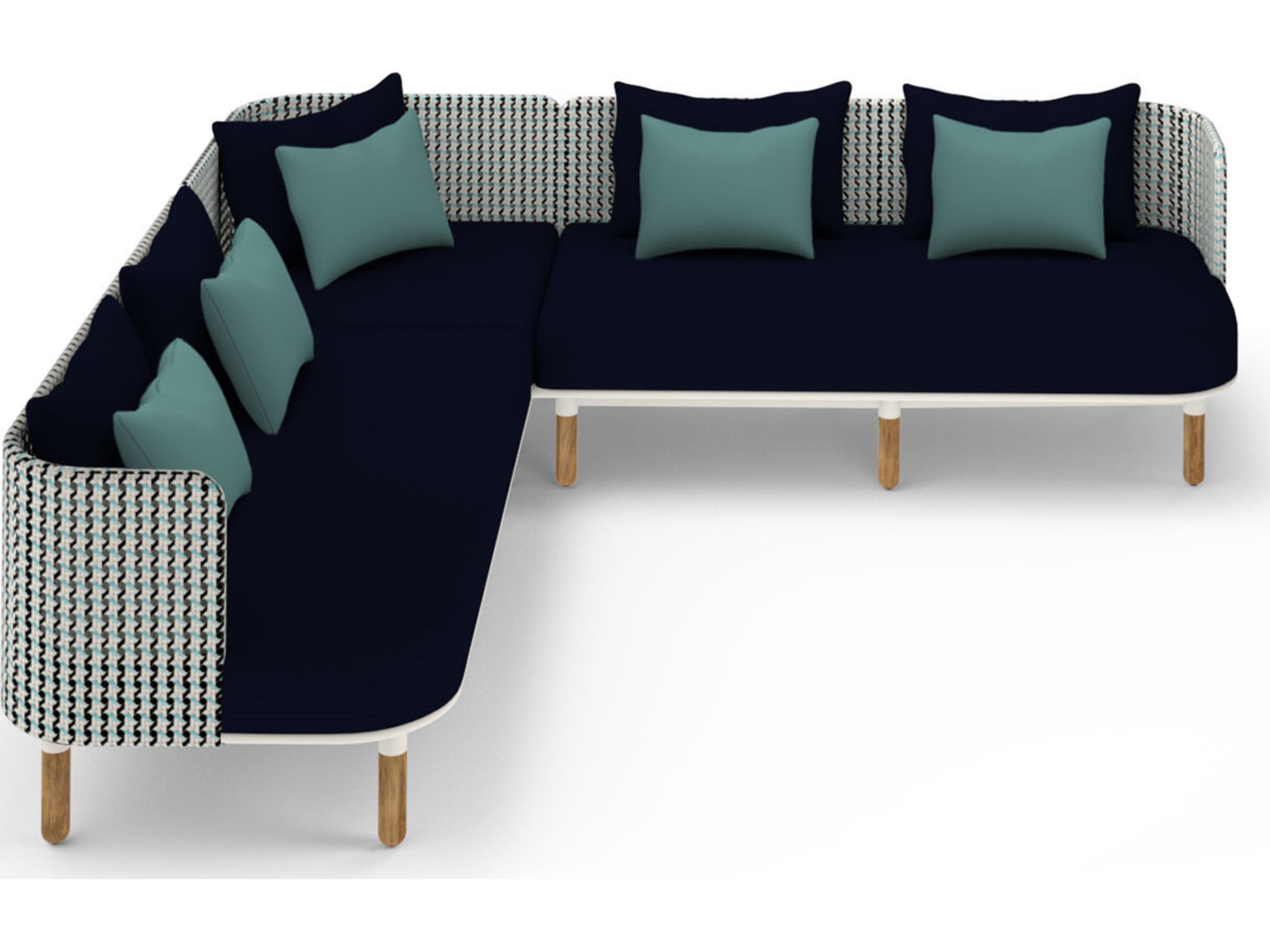 MamaGreen Daisy Mae Deep Seating Teak Wicker Sectional Outdoor Lounge Set