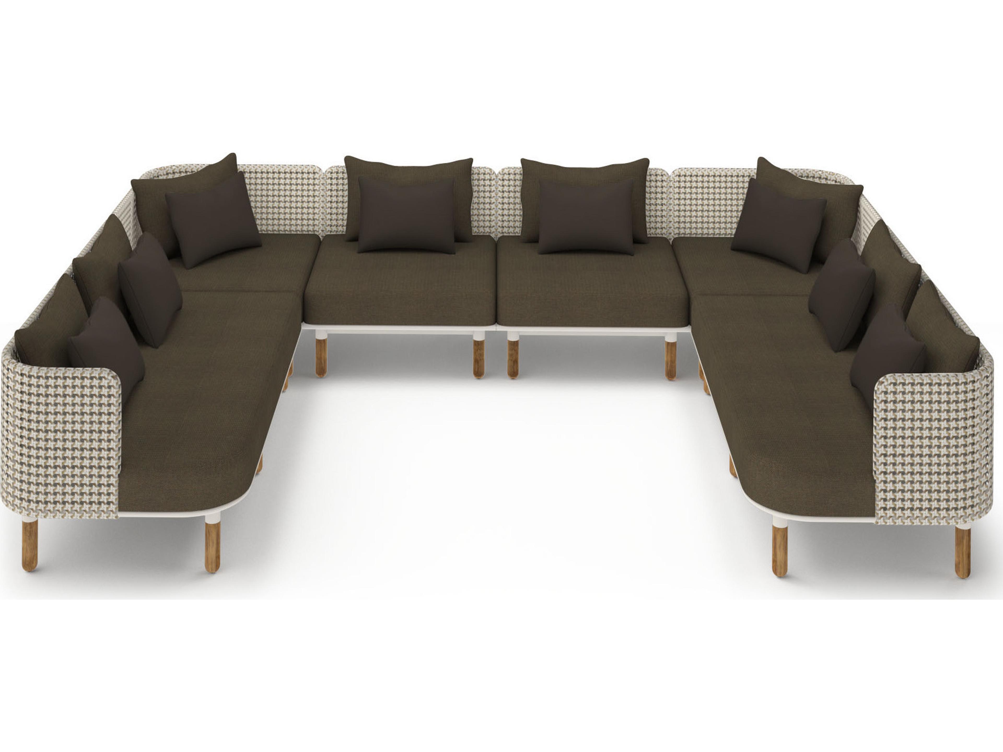 MamaGreen Daisy Mae Deep Seating Teak Wicker Sectional Outdoor Patio Lounge Set