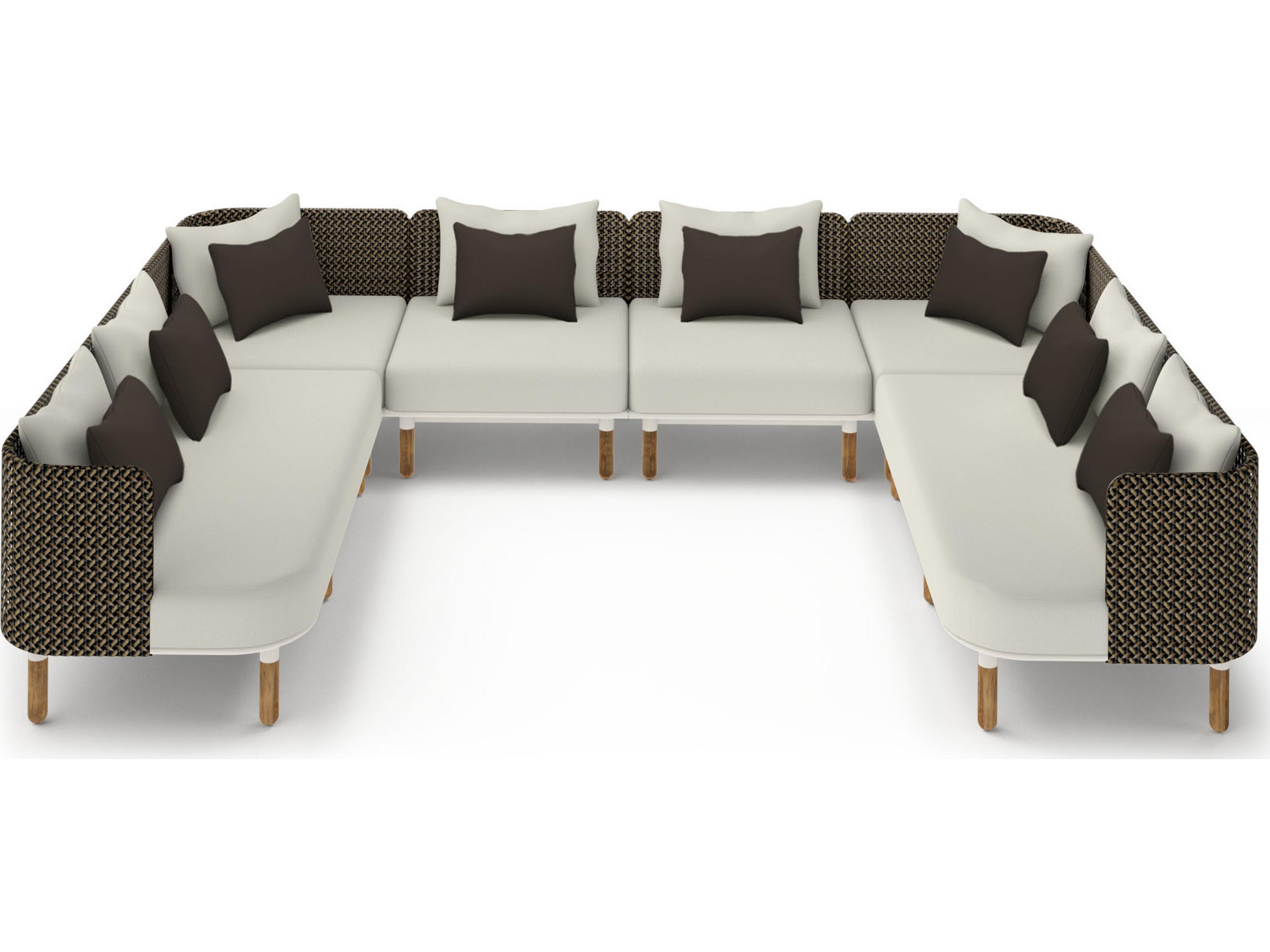 MamaGreen Daisy Mae Deep Seating Teak Wicker Sectional Outdoor Patio Lounge Set