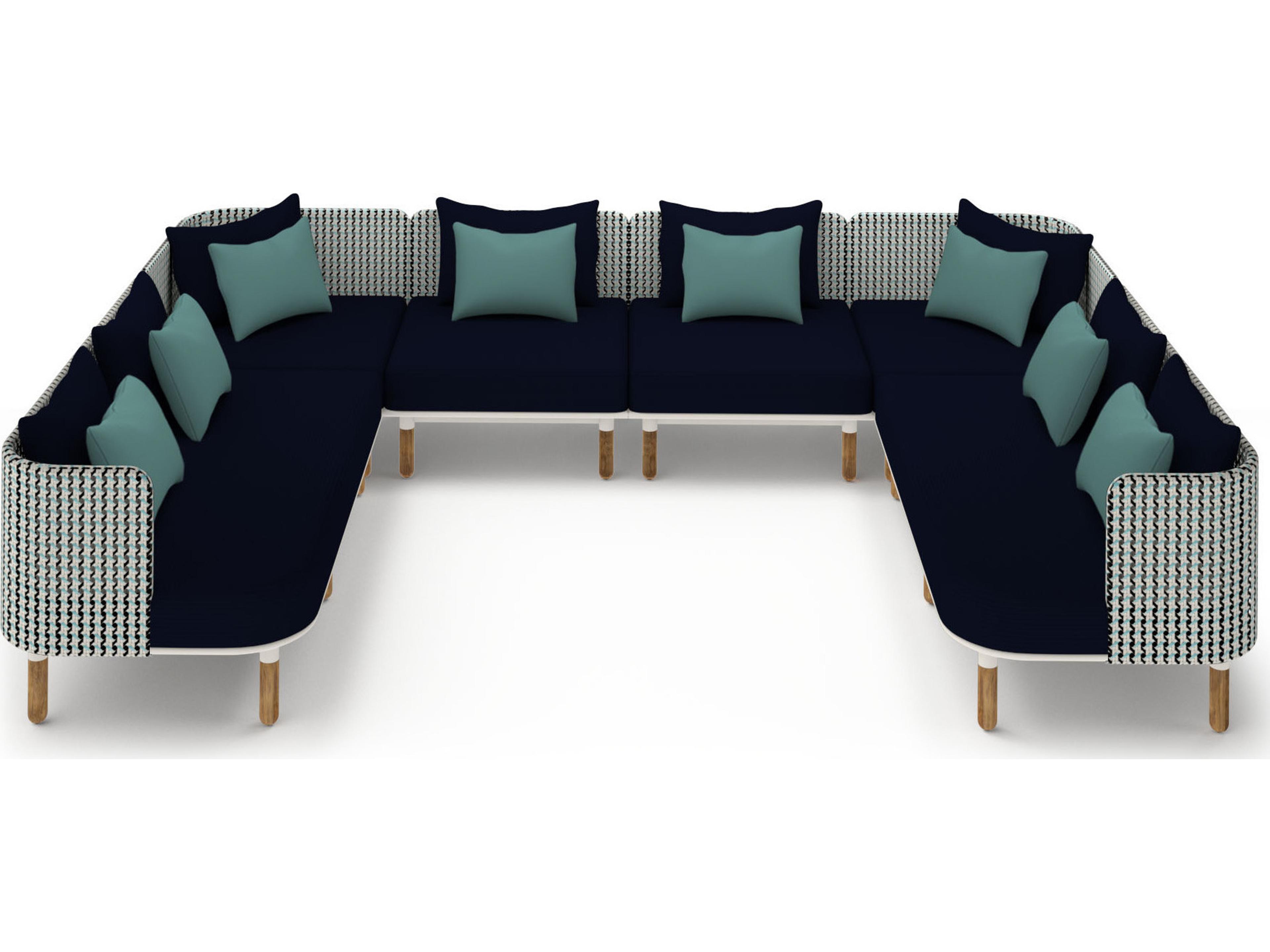 MamaGreen Daisy Mae Deep Seating Teak Wicker Sectional Outdoor Patio Lounge Set