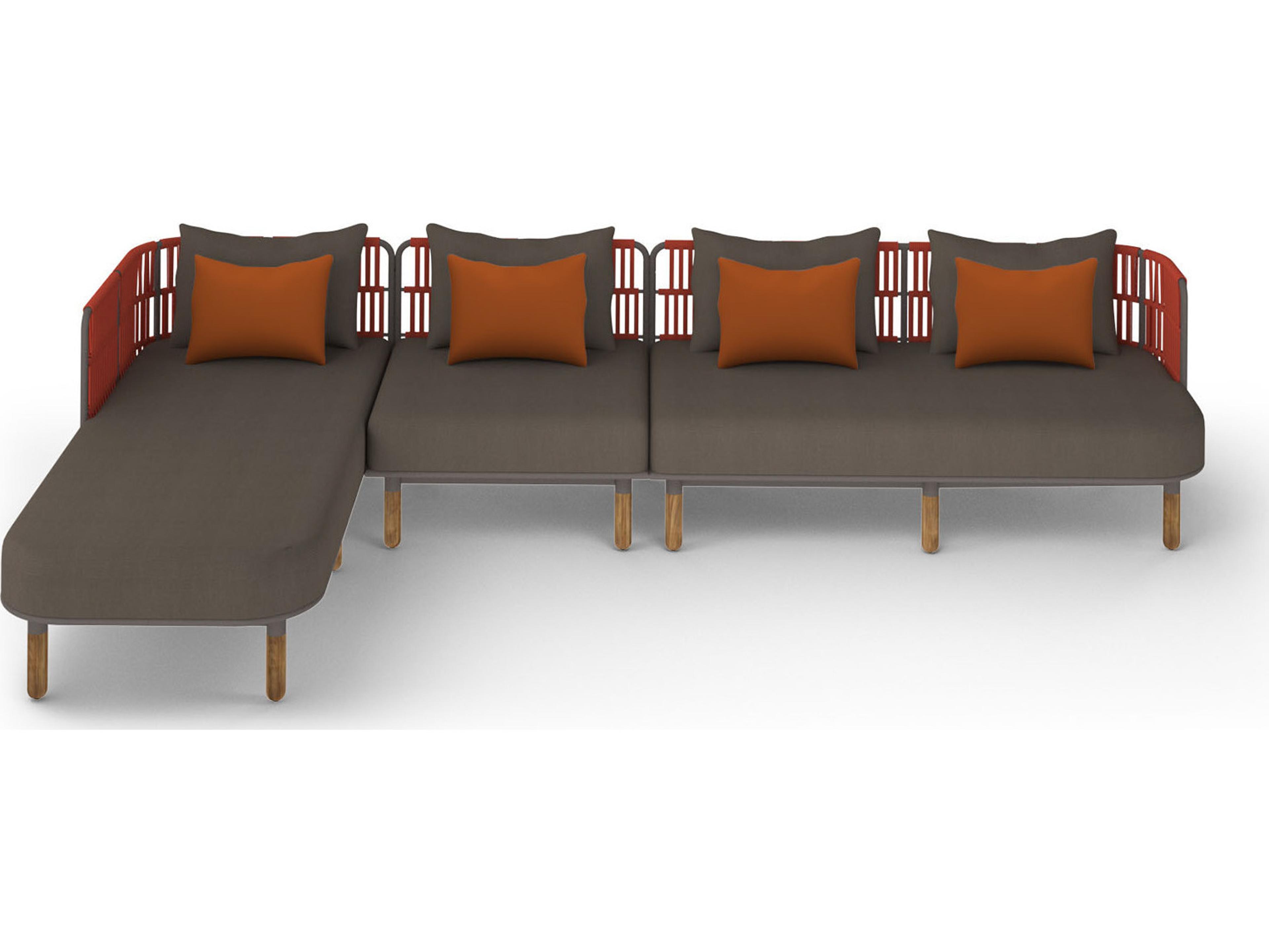 MamaGreen Daisy Rae Deep Seating Teak Rope Sectional Outdoor Patio Lounge Set